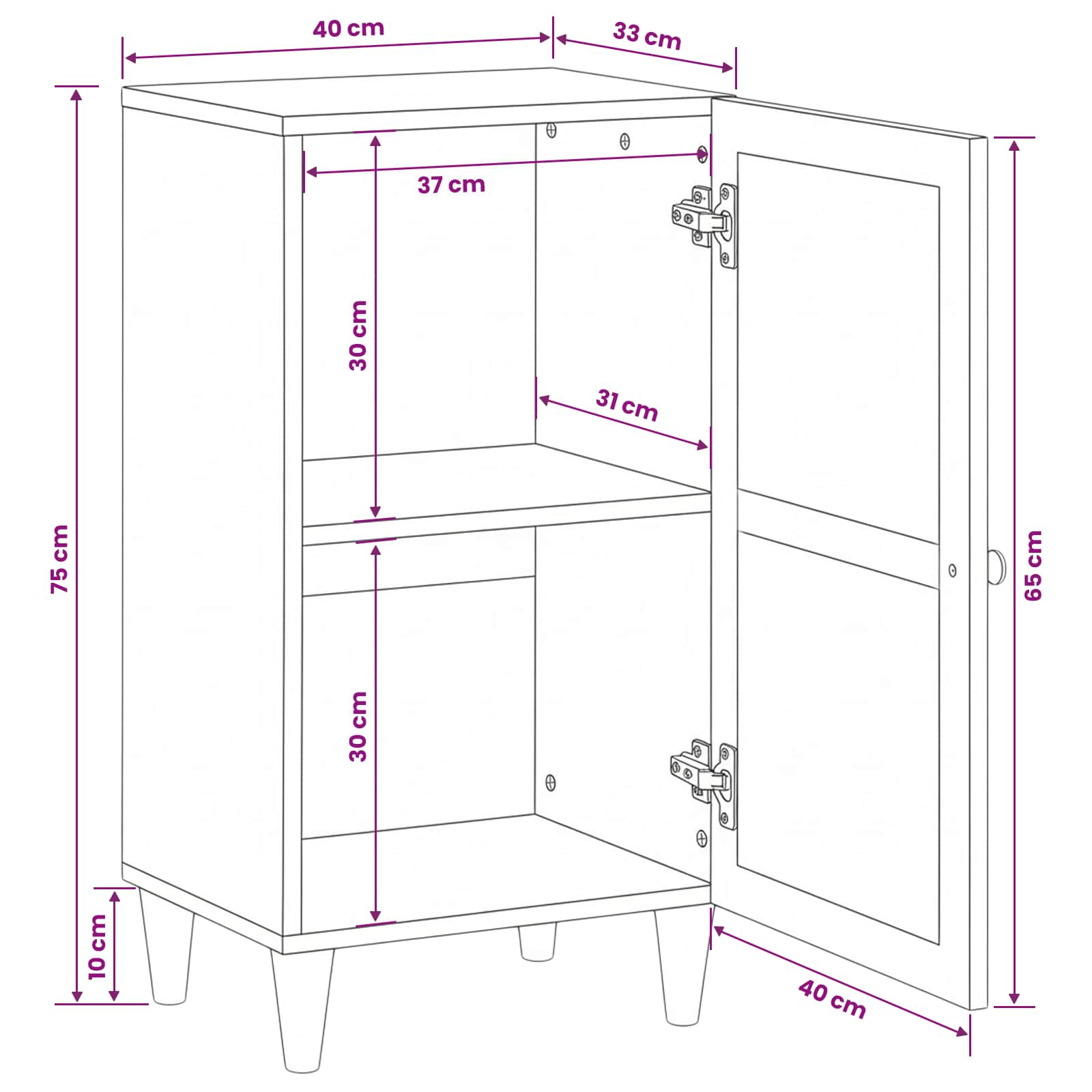 vidaXL Dressoir Lichtbruin 33.5 x 40 x 75 cm