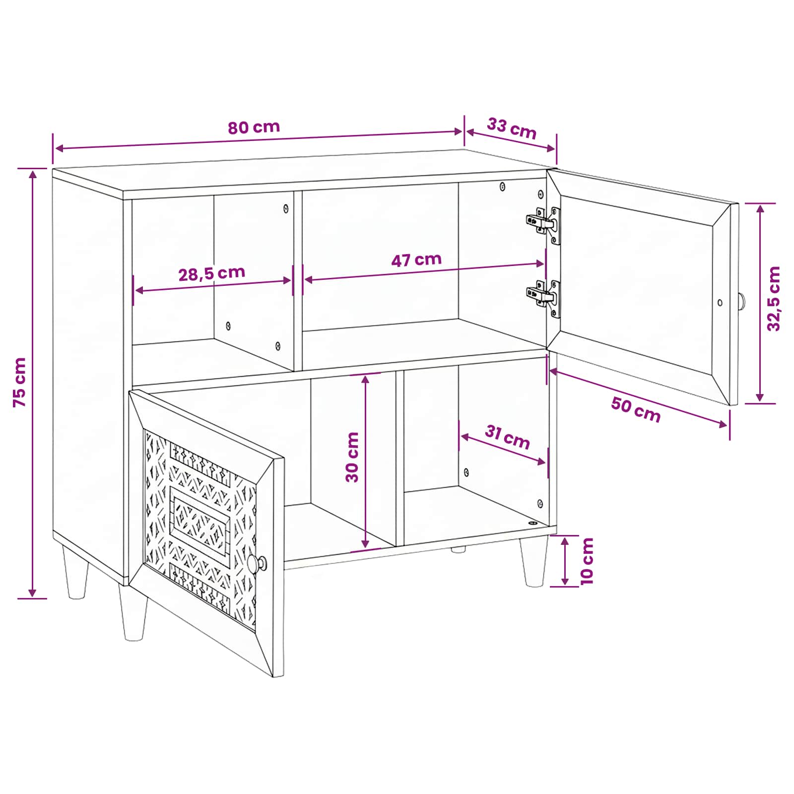 vidaXL Dressoir Lichtbruin Massief mango-hout en samengesteld hout