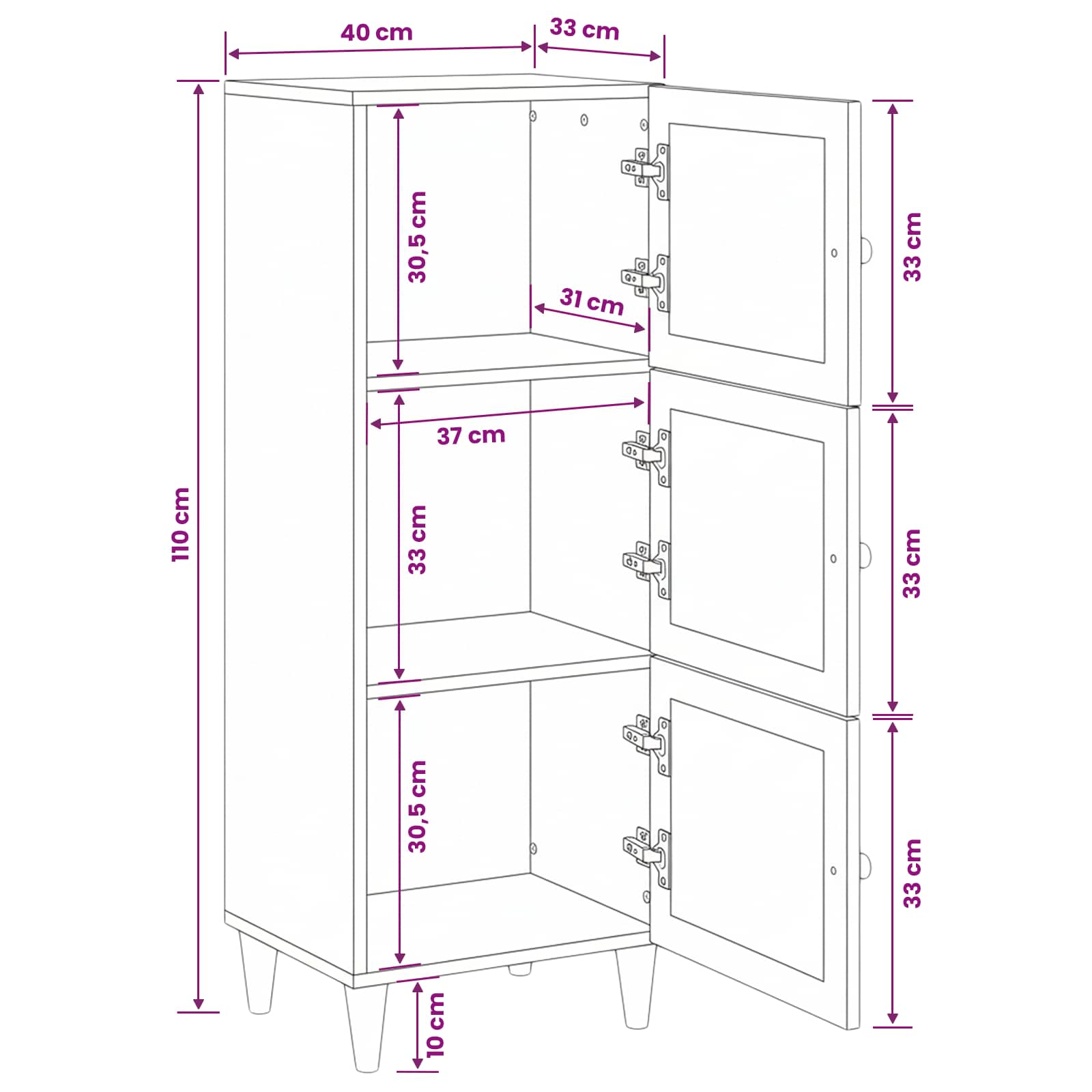 vidaXL Highboard Lichtbruin 40 x 33 x 110 cm massief mangohout