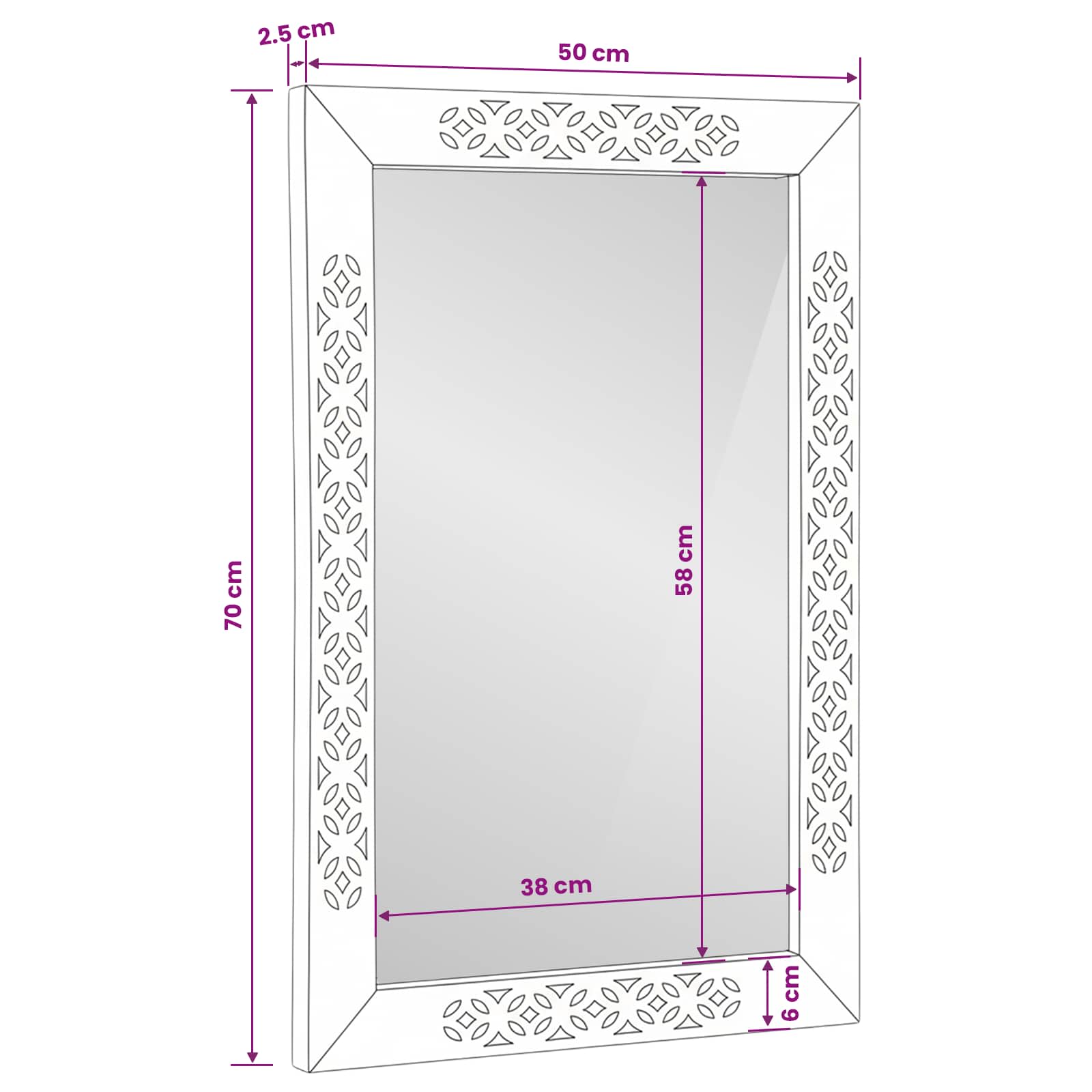 vidaXL Spiegel met spiegel Lichtbruin 57 x 70 x 3 cm massief mangohout