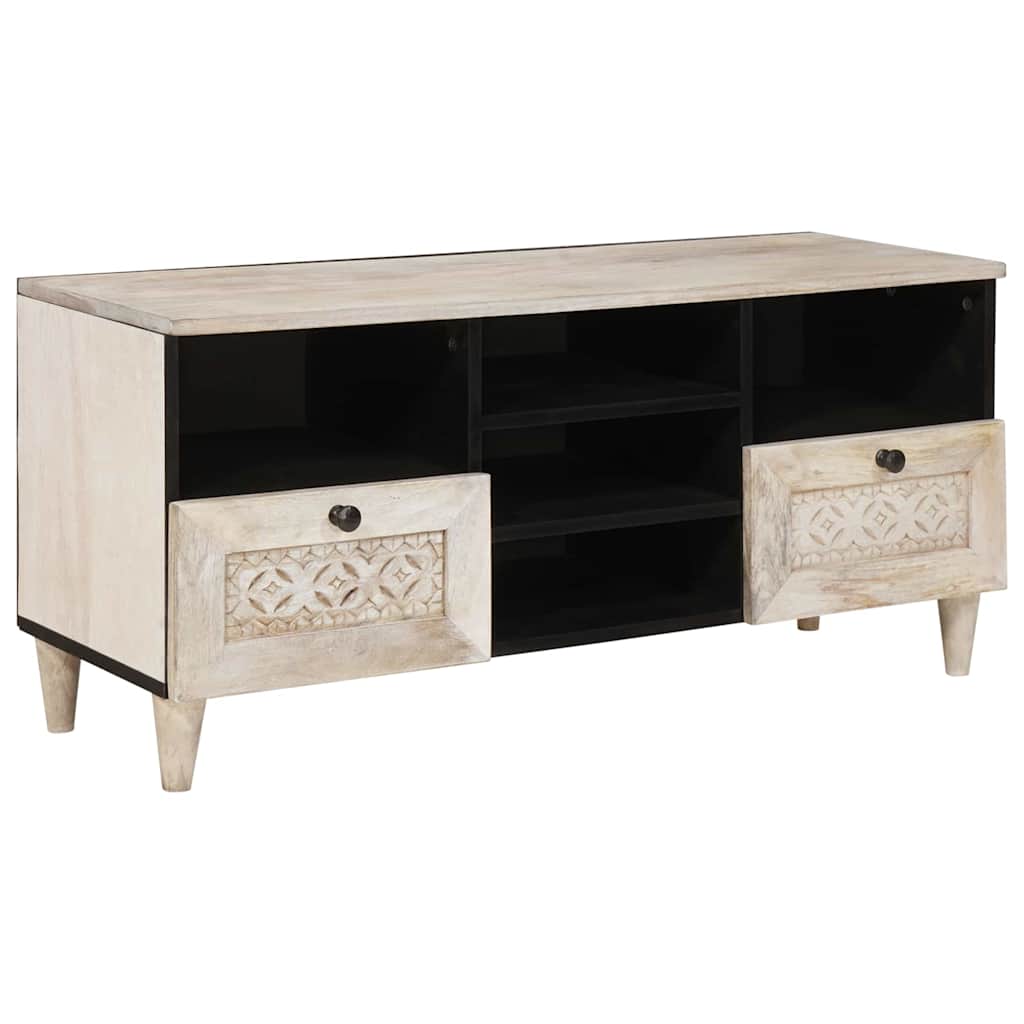 vidaXL TV-kast met lade Lichtbruin 100 x 33 x 46 cm massief mangohout