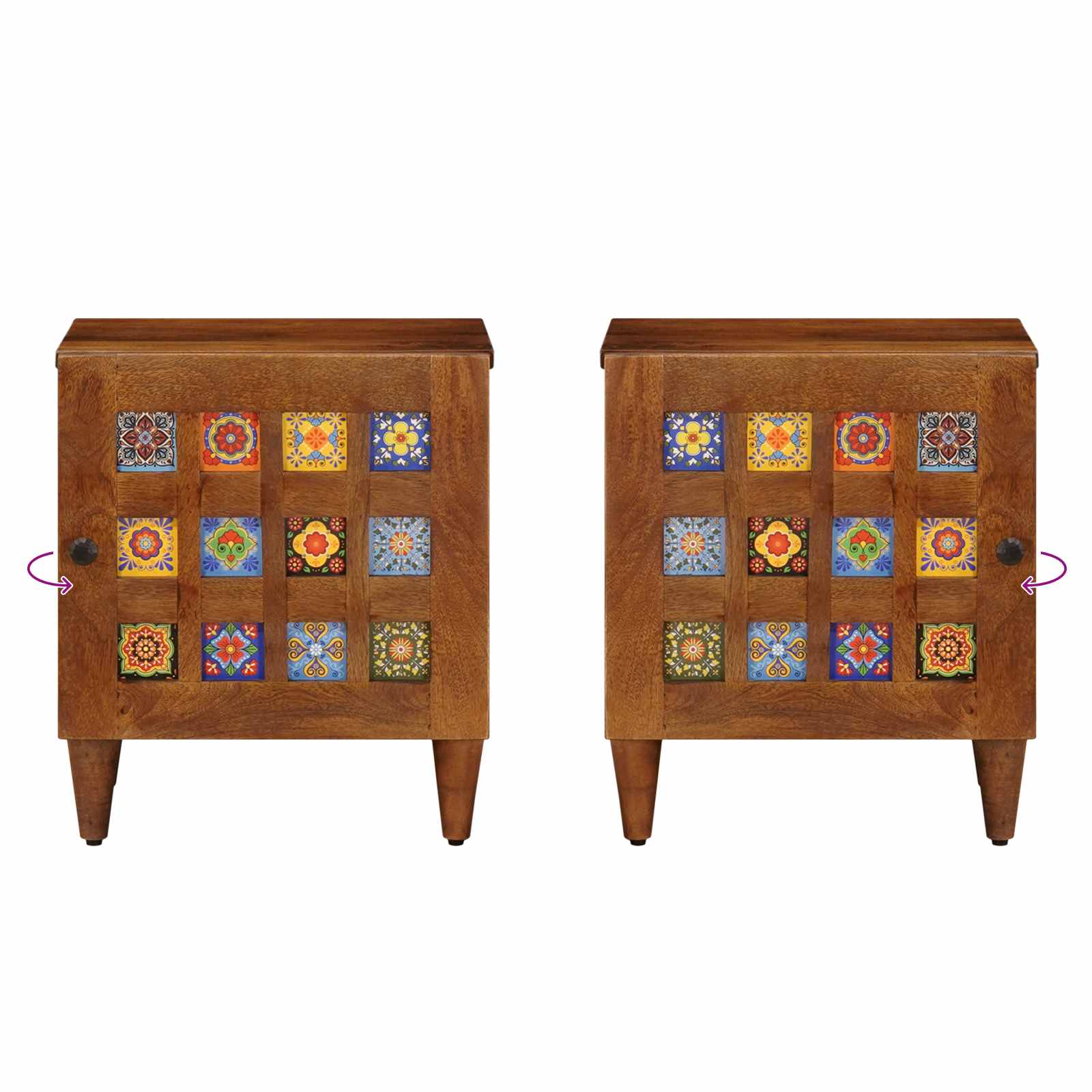vidaXL Nachtkastje Bruin 40 x 33,5 x 46 cm Massief Mango Hout