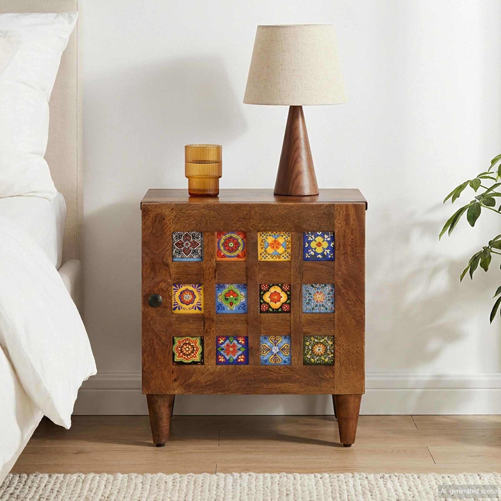 vidaXL Nachtkastje Bruin 40 x 33,5 x 46 cm Massief Mango Hout