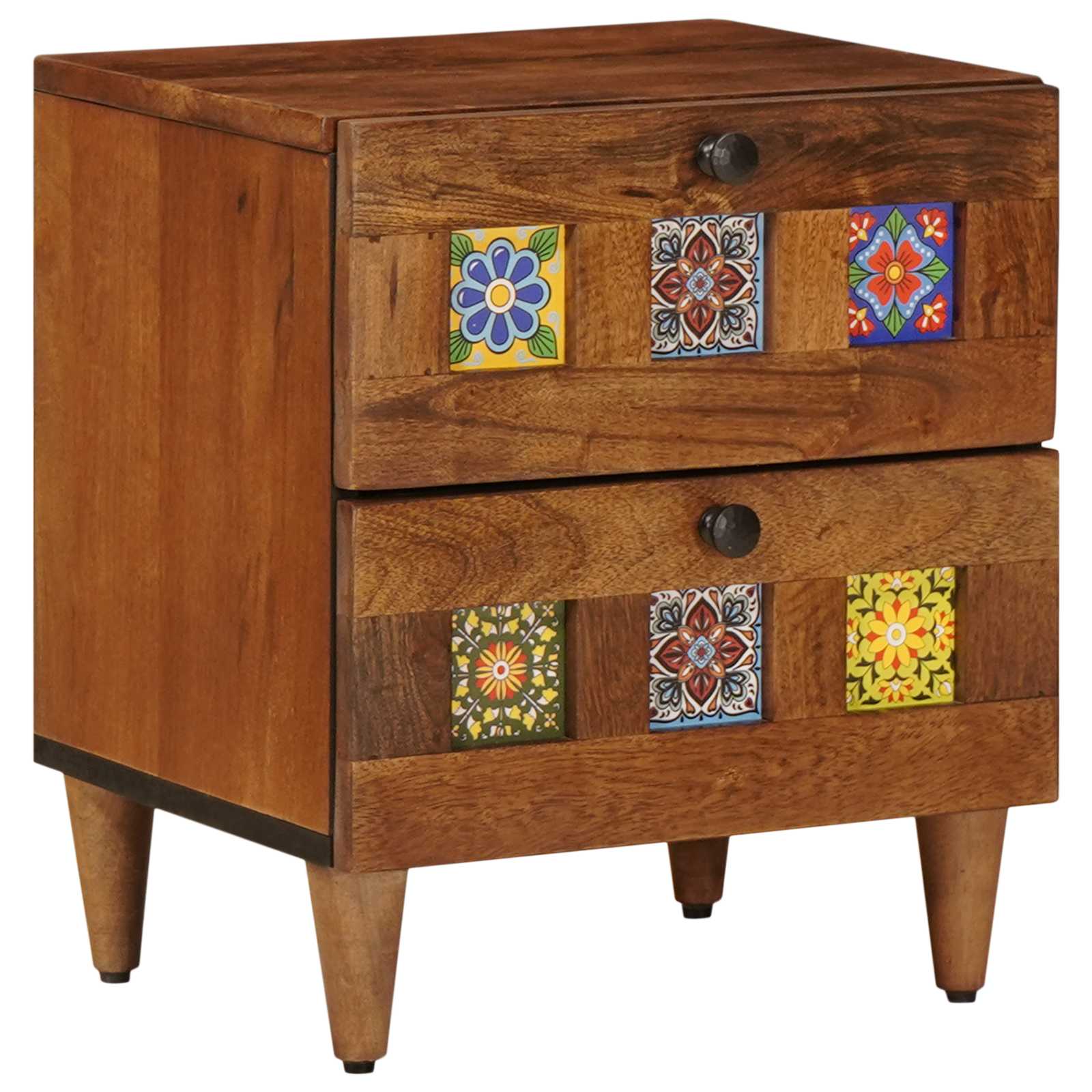 vidaXL Nachtkastje 2 pcs Bruin 40 x 33,5 x 46 cm Massief Mango Hout