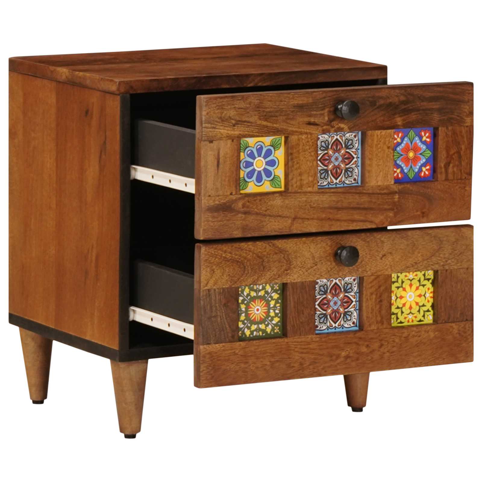 vidaXL Nachtkastje 2 pcs Bruin 40 x 33,5 x 46 cm Massief Mango Hout