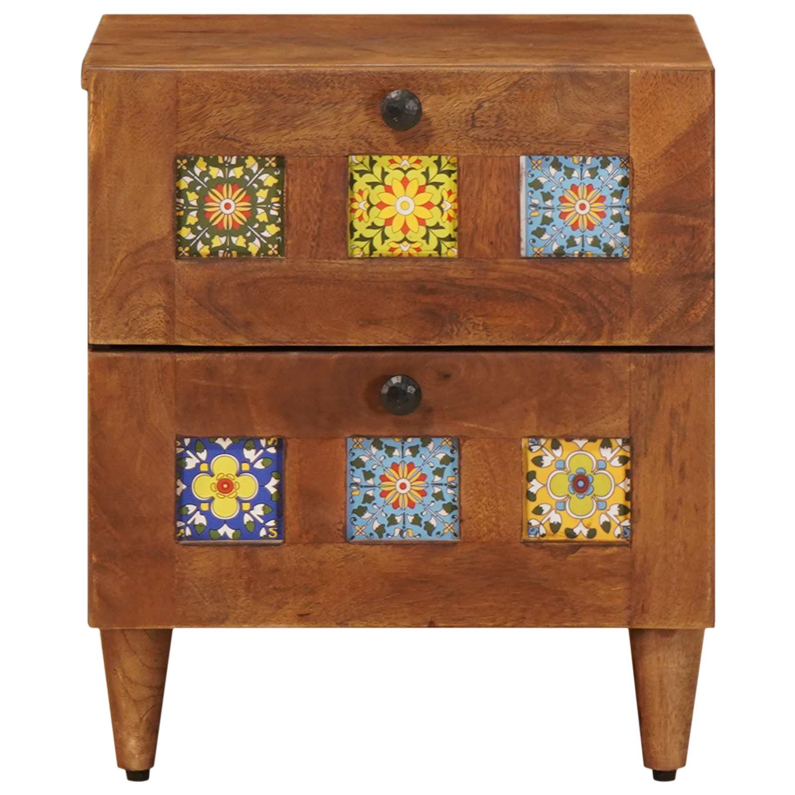 vidaXL Nachtkastje 2 pcs Bruin 40 x 33,5 x 46 cm Massief Mango Hout