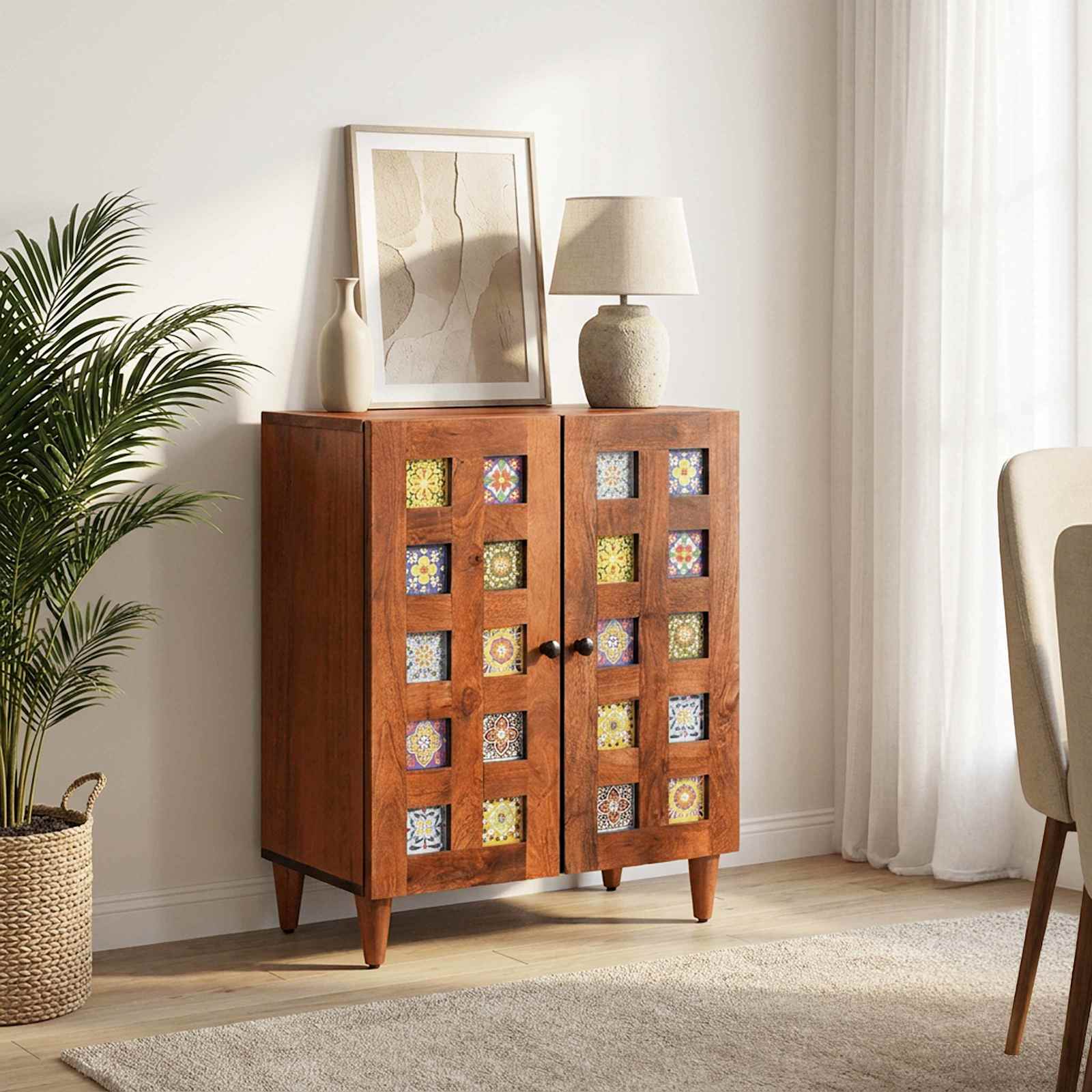 vidaXL Dressoir Walnotenhout 60 x 33,5 x 75 cm Massief Mango Hout