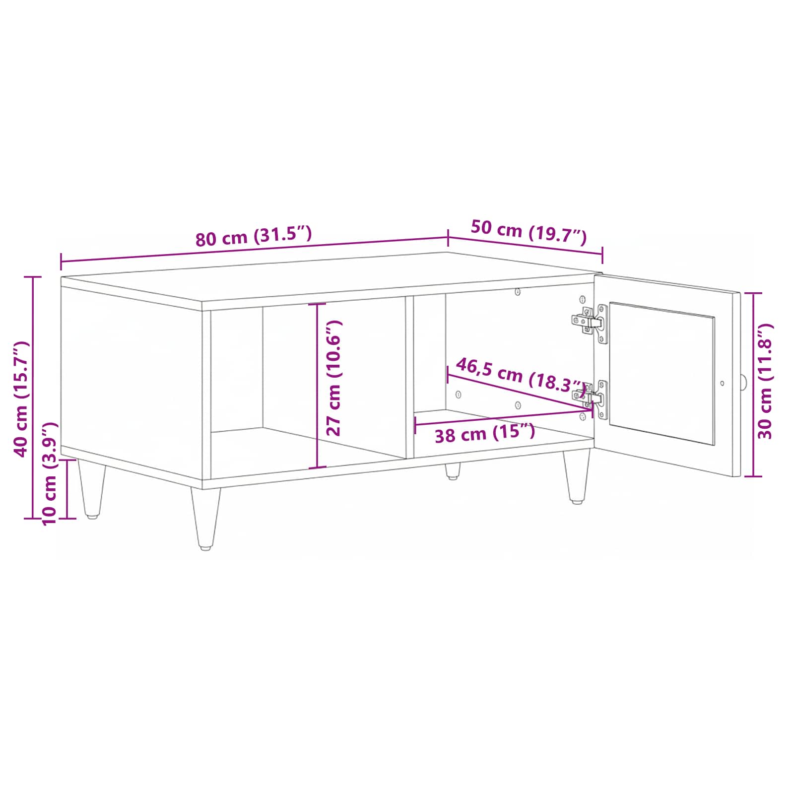 vidaXL Salontafel Bruin 80 x 50 x 40 cm Massief Mango Hout