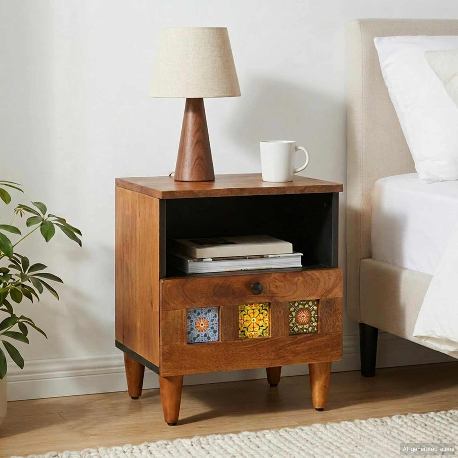 vidaXL Nachtkastje 2 pcs Bruin 40 x 33 x 46 cm Massief Mango Hout