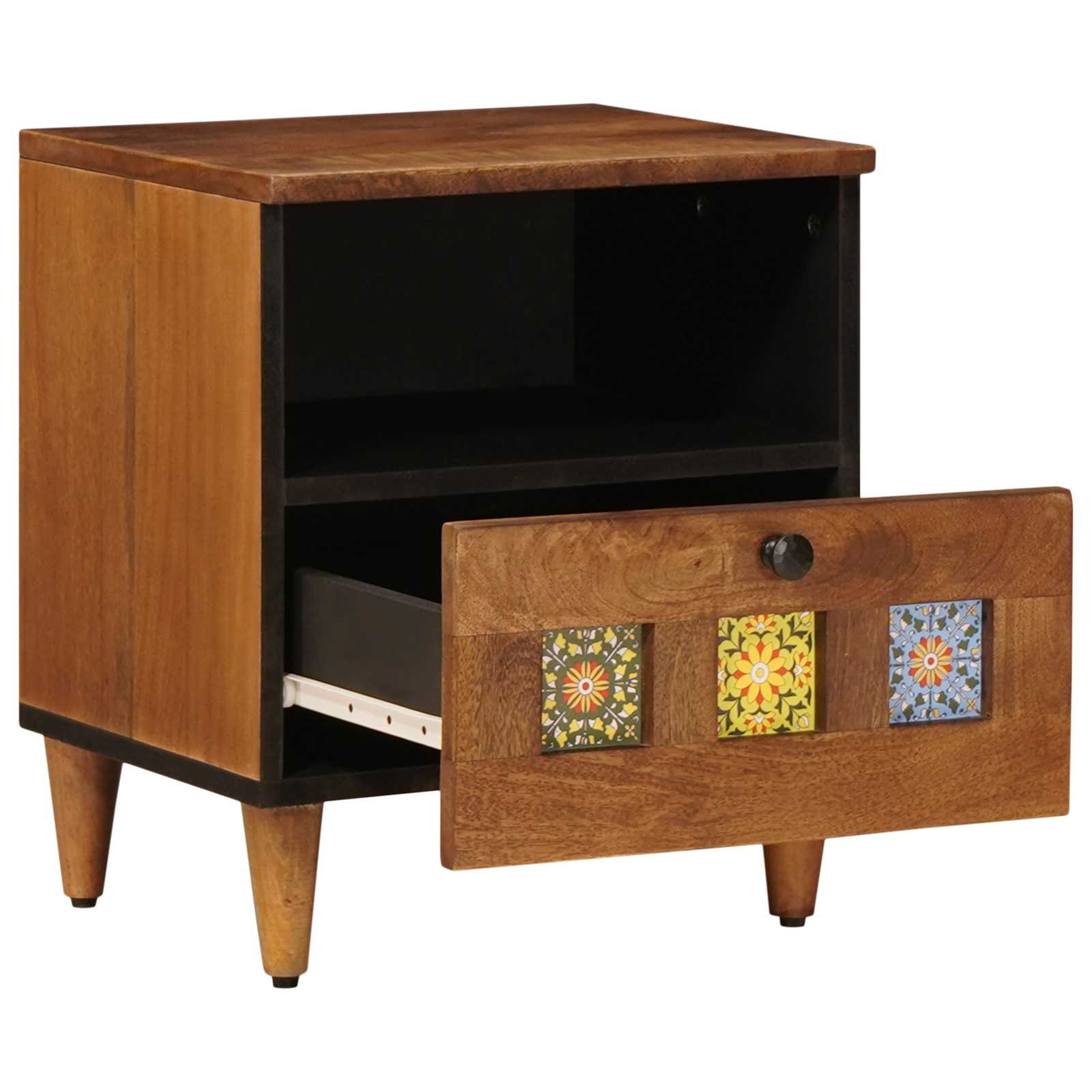vidaXL Nachtkastje 2 pcs Bruin 40 x 33 x 46 cm Massief Mango Hout