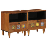 vidaXL Nachtkastje 2 pcs Bruin 40 x 33 x 46 cm Massief Mango Hout