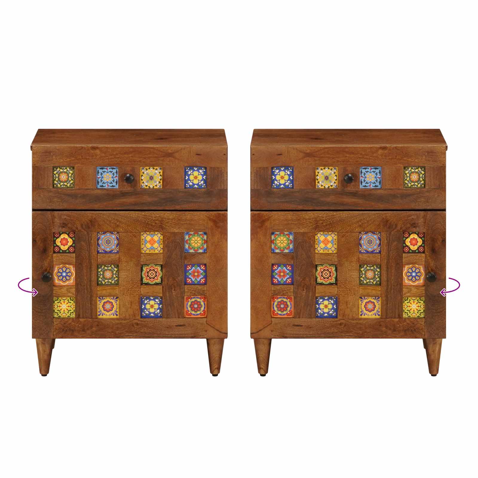 vidaXL Nachtkastje met lade Bruin 50 x 33 x 60 cm Massief Mango Hout