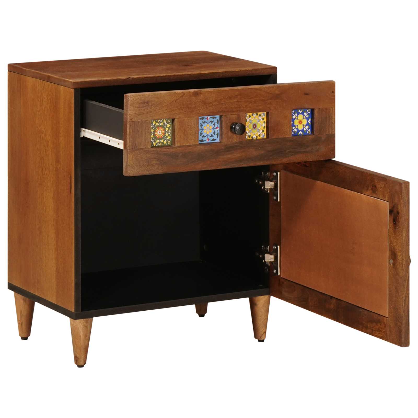 vidaXL Nachtkastje met lade Bruin 50 x 33 x 60 cm Massief Mango Hout