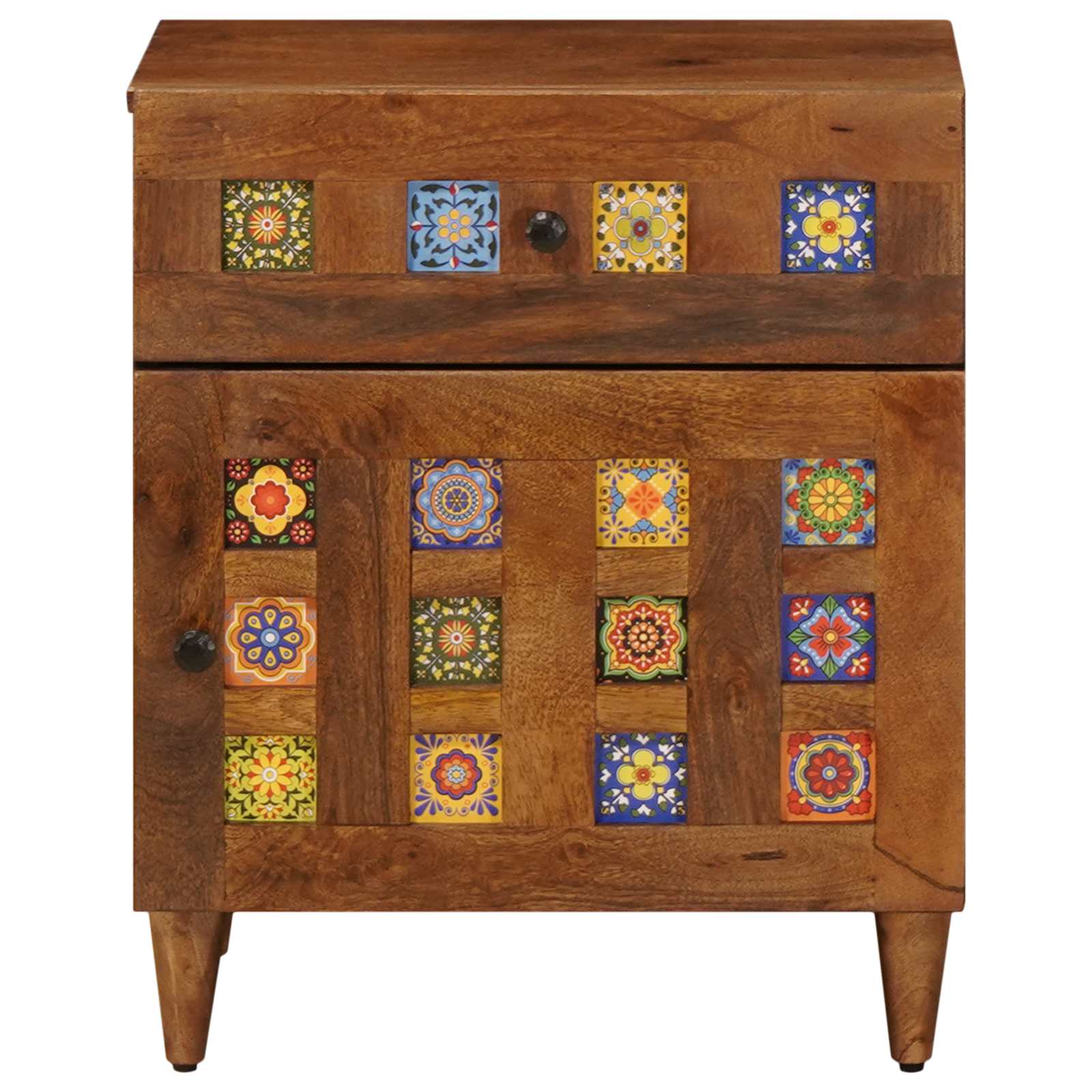 vidaXL Nachtkastje met lade Bruin 50 x 33 x 60 cm Massief Mango Hout
