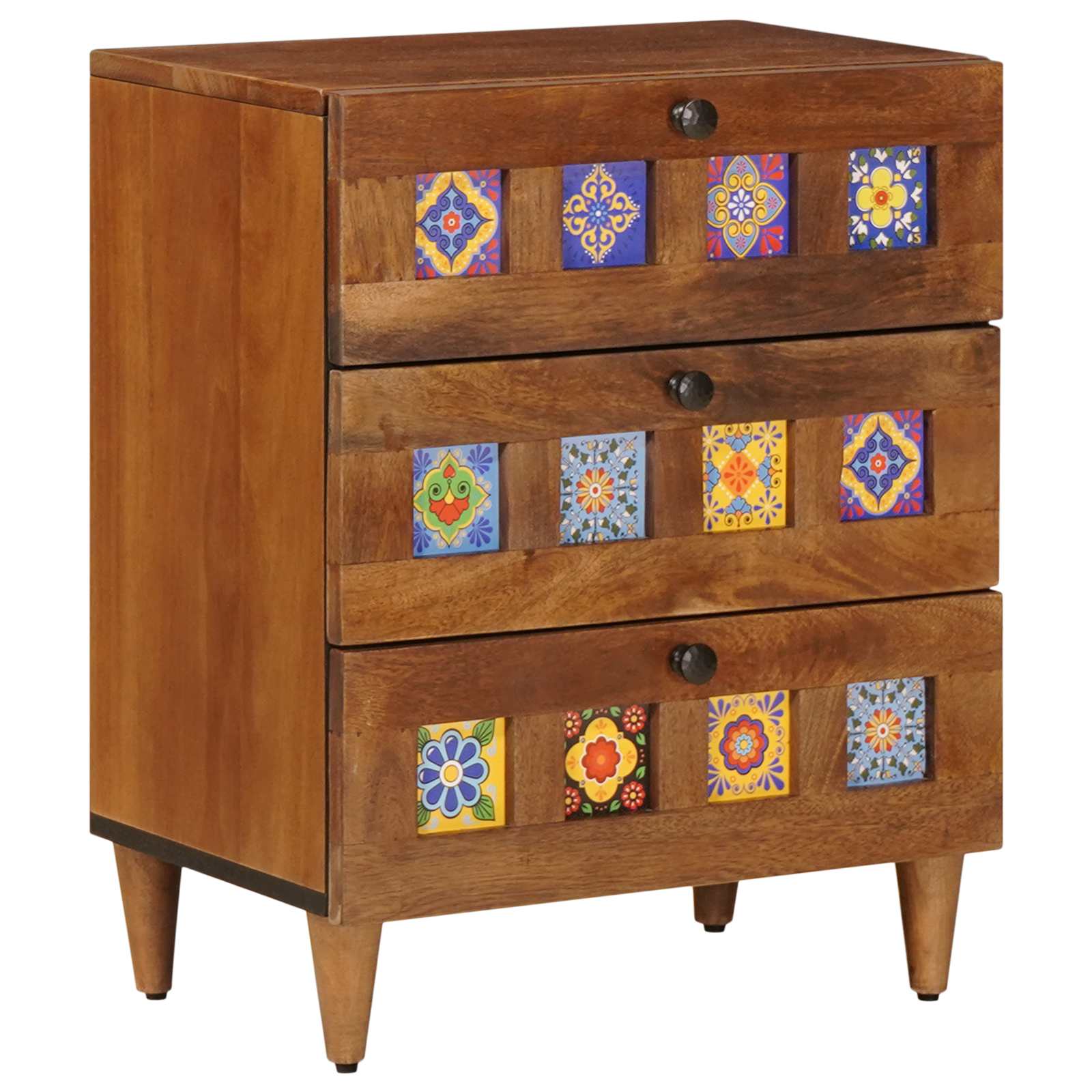 vidaXL Nachtkastje met lade Bruin 50 x 33 x 60 cm Massief Mango Hout