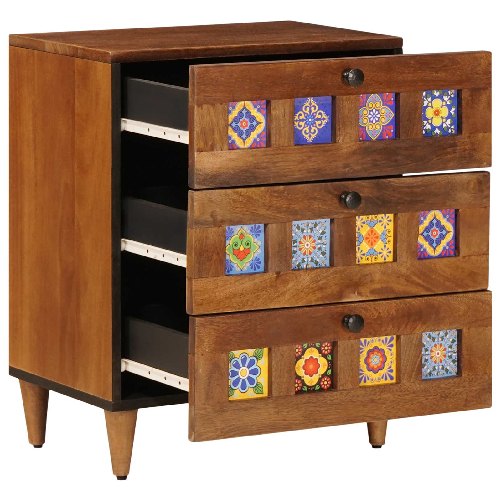 vidaXL Nachtkastje met lade Bruin 50 x 33 x 60 cm Massief Mango Hout