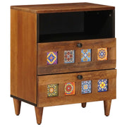 vidaXL Nachtkastje met lade Bruin 50 x 33 x 60 cm Massief Mango Hout