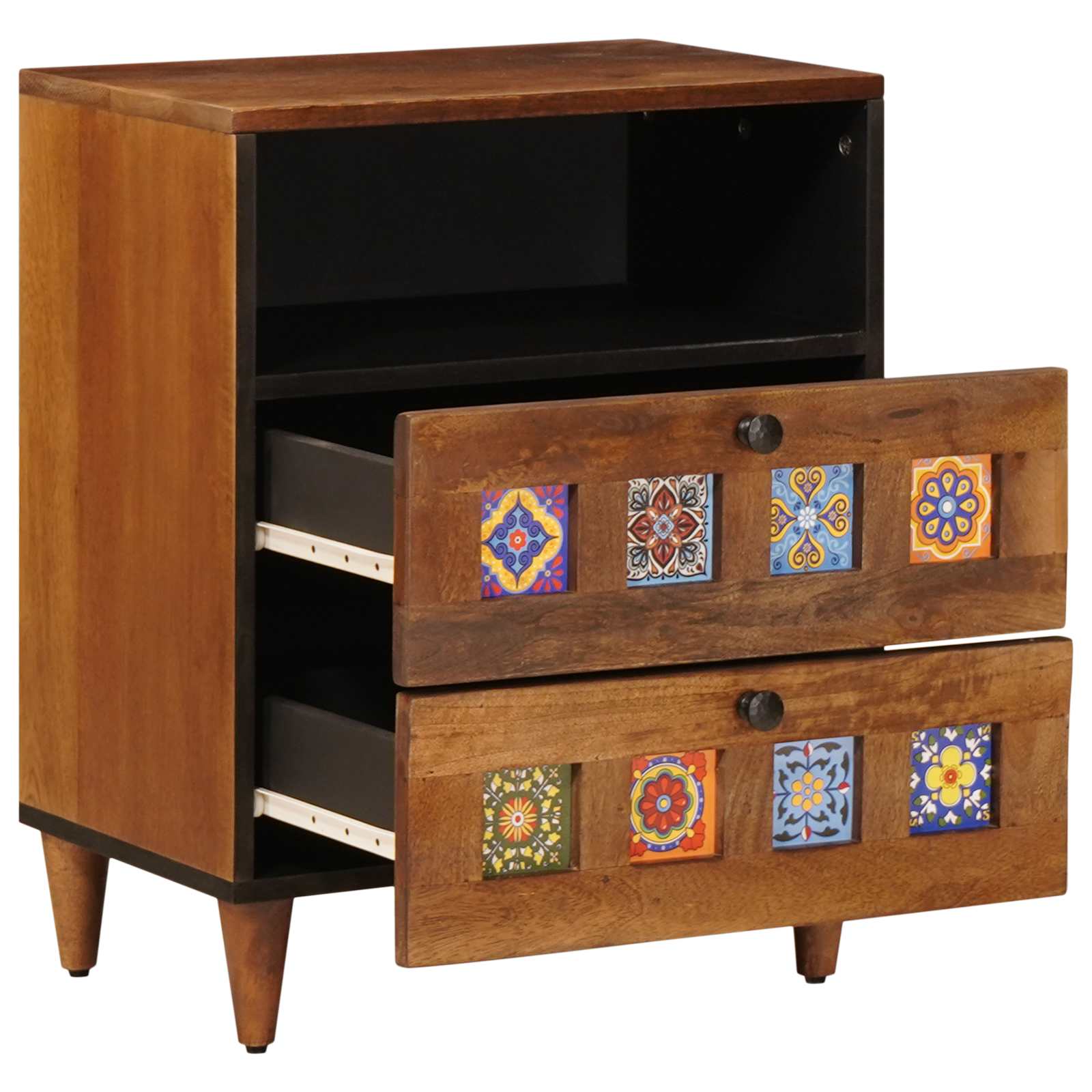 vidaXL Nachtkastje met lade Bruin 50 x 33 x 60 cm Massief Mango Hout