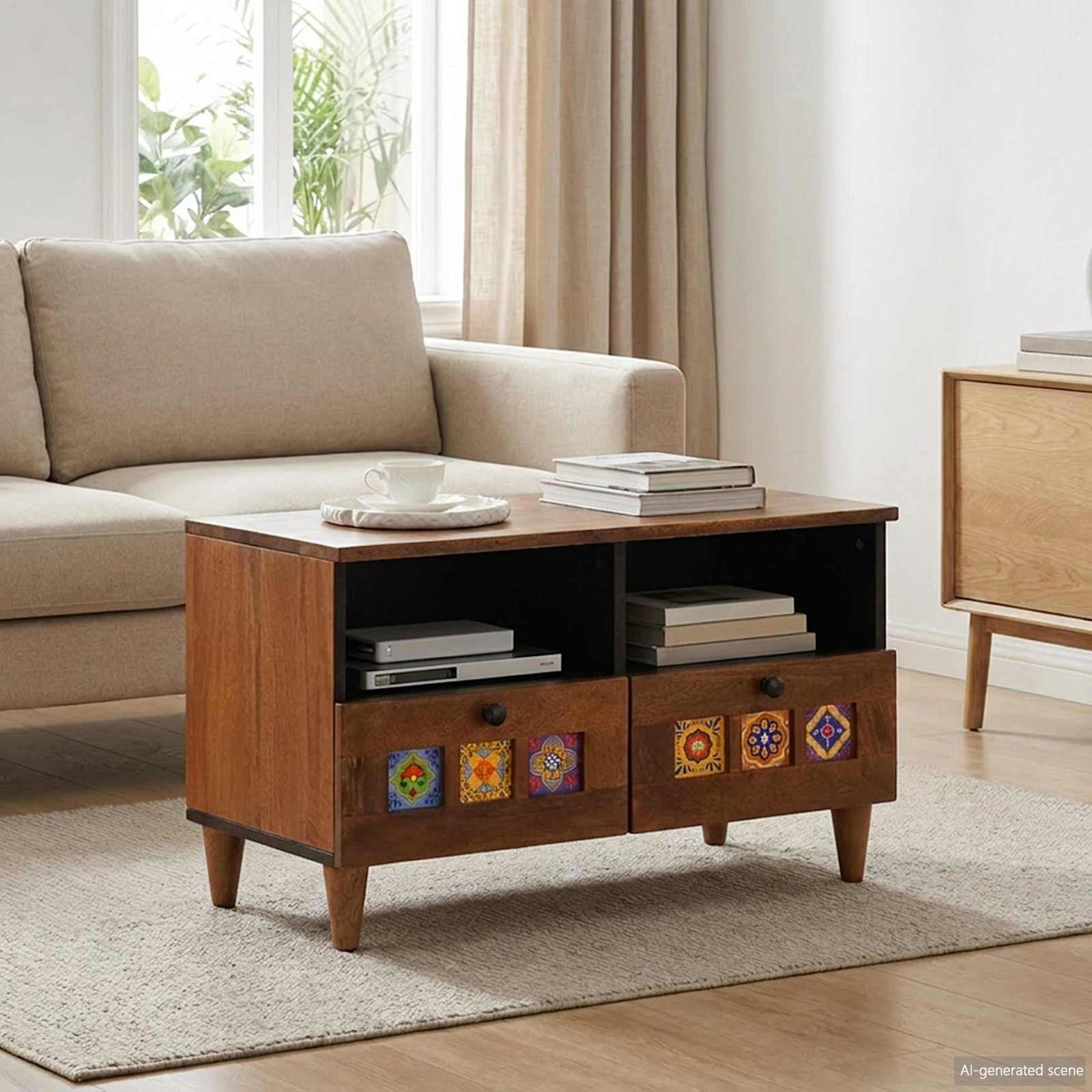 vidaXL Salontafel met lade Bruin 80 x 54 x 40 cm Massief Mango Hout