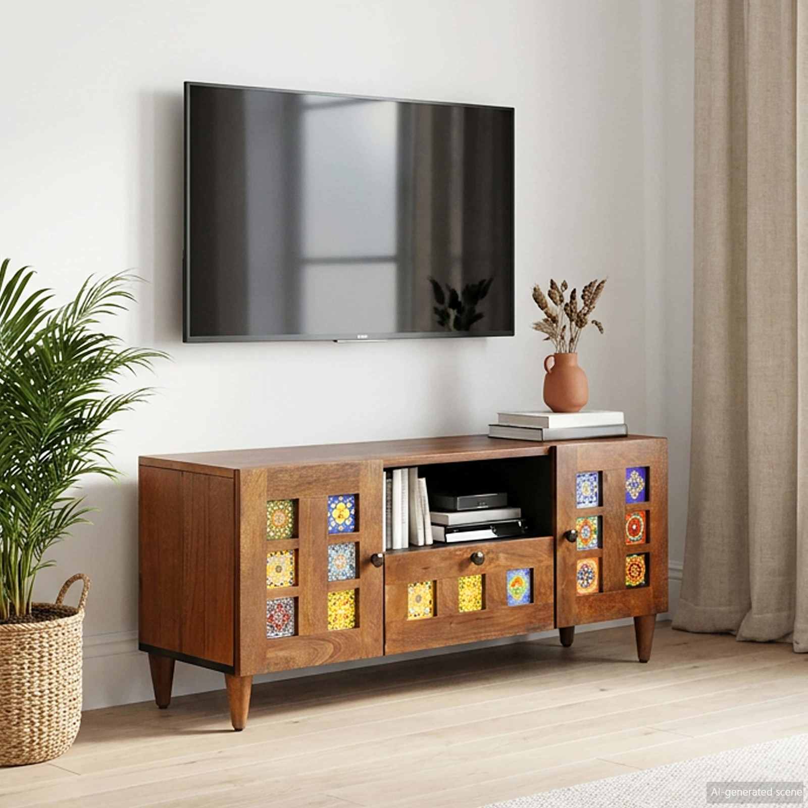 vidaXL TV-kast Walnotenhout 105 x 33,5 x 46 cm Massief Mango Hout