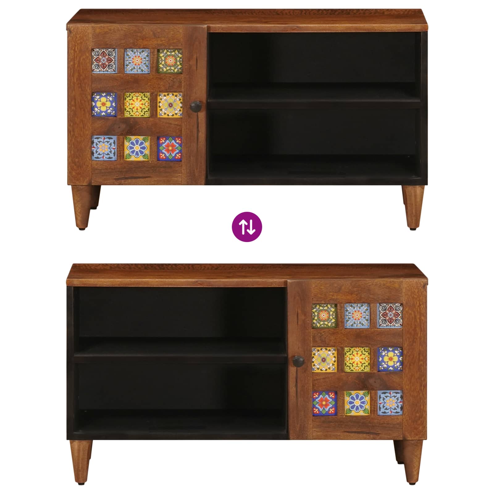 vidaXL TV-kast Walnotenhout 80 x 31,5 x 46 cm Massief Mango Hout