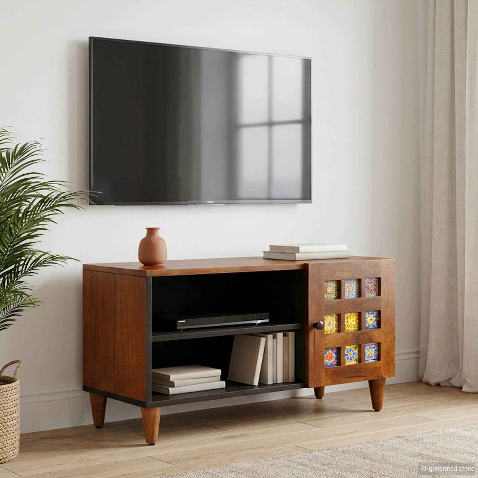 vidaXL TV-kast Walnotenhout 80 x 31,5 x 46 cm Massief Mango Hout