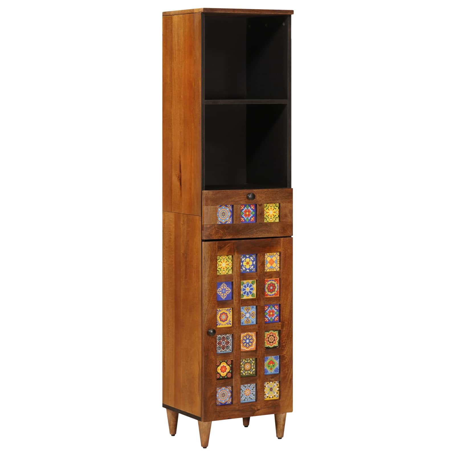 vidaXL Badkamerkast met lade met plank Walnotenhout 38 x 33,5 x 160 cm