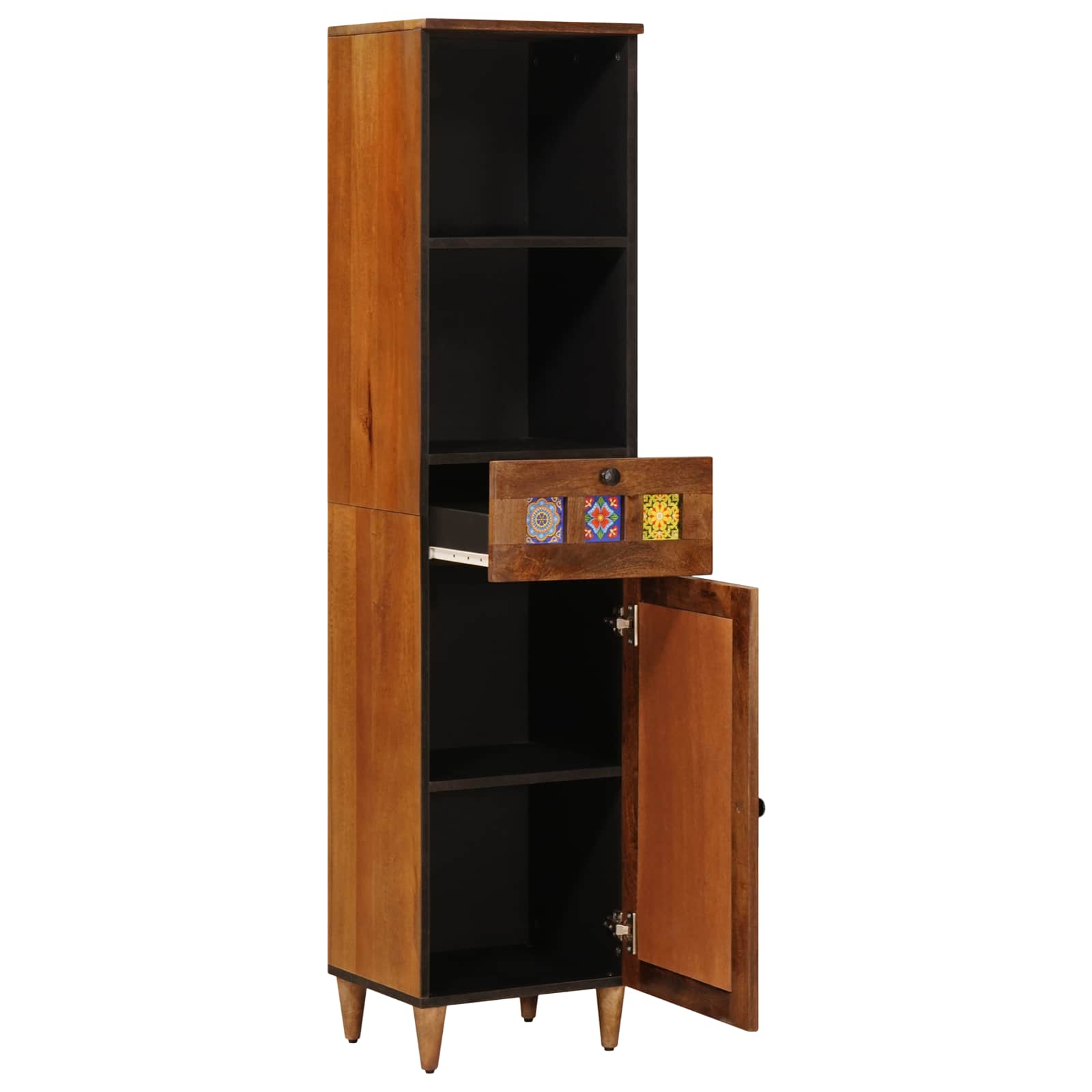 vidaXL Badkamerkast met lade met plank Walnotenhout 38 x 33,5 x 160 cm