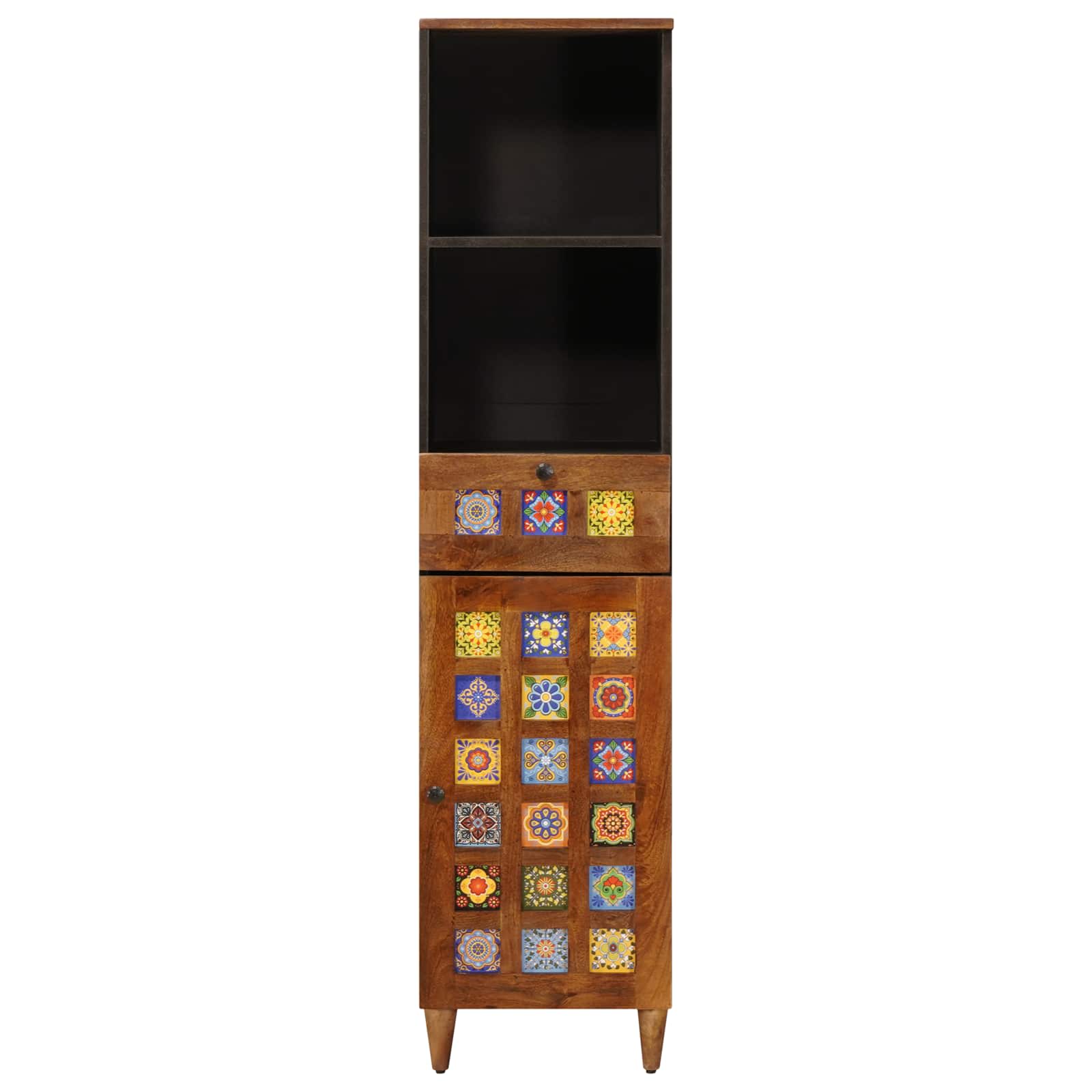 vidaXL Badkamerkast met lade met plank Walnotenhout 38 x 33,5 x 160 cm