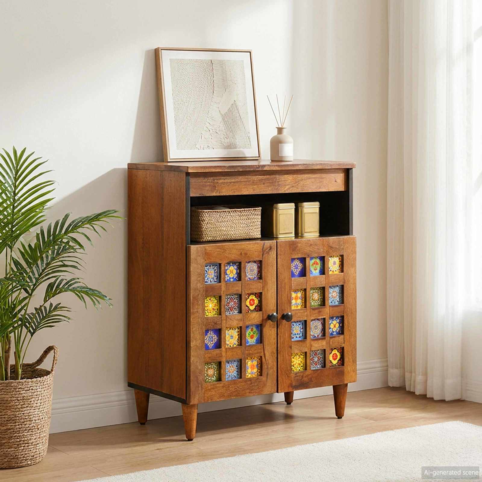 vidaXL Dressoir Walnotenhout 60 x 33,5 x 75 cm Massief Mango Hout