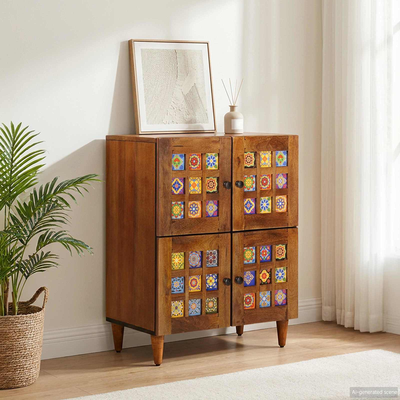vidaXL Dressoir Walnotenhout 60 x 33,5 x 75 cm Massief Mango Hout