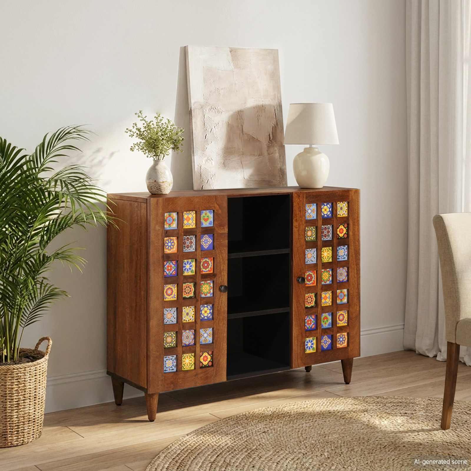 vidaXL Dressoir Walnotenhout 90 x 33,5 x 75 cm Massief Mango Hout