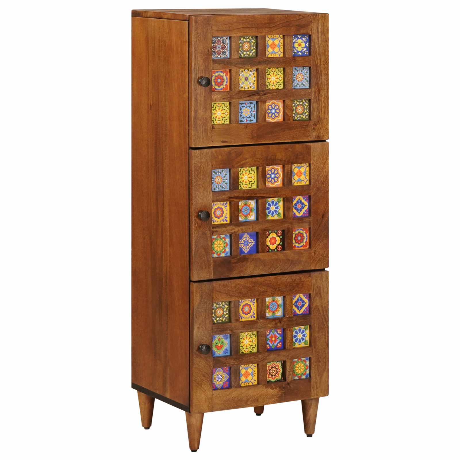 vidaXL Hoge kast Walnotenhout 40 x 33,5 x 110 cm Massief Mango Hout