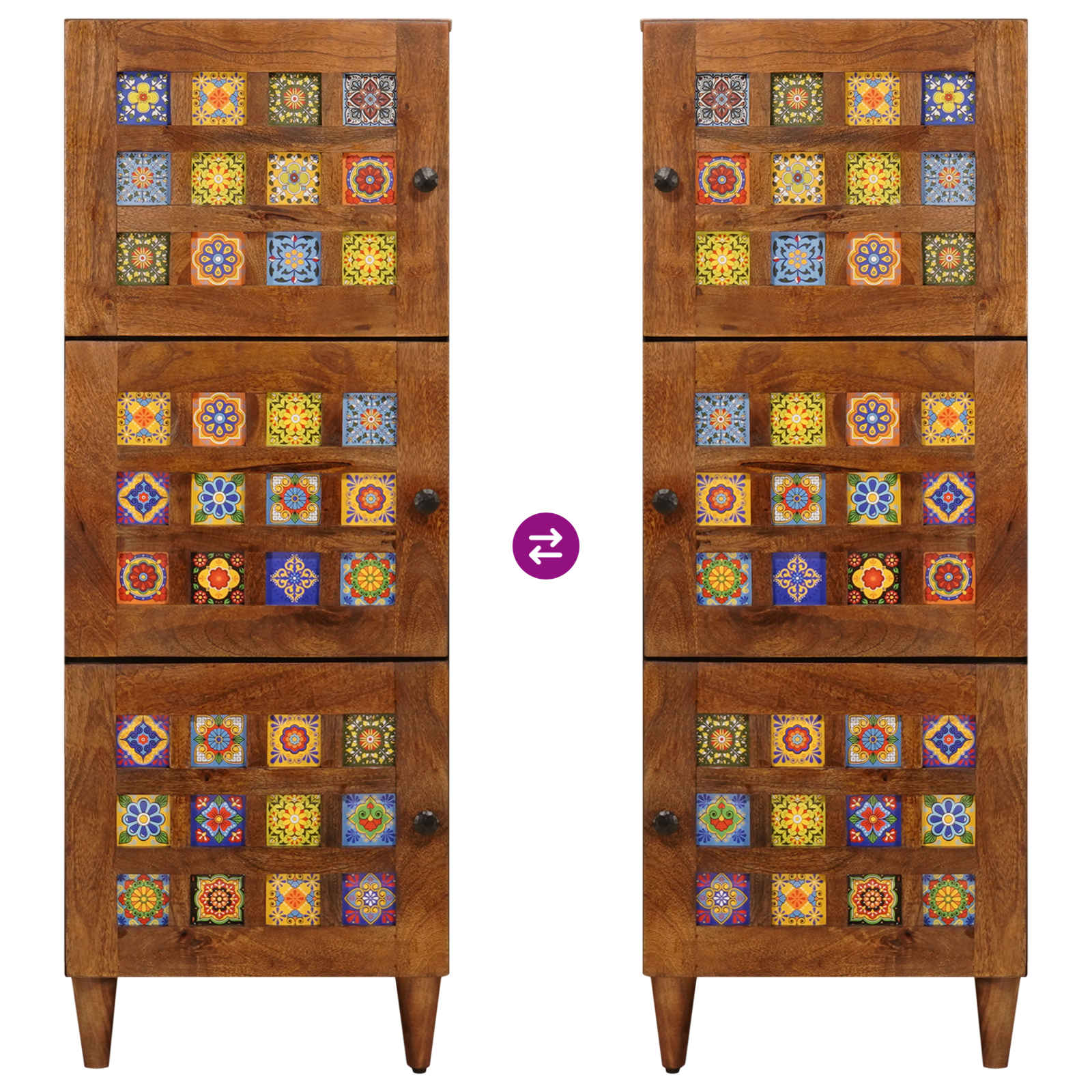 vidaXL Hoge kast Walnotenhout 40 x 33,5 x 110 cm Massief Mango Hout