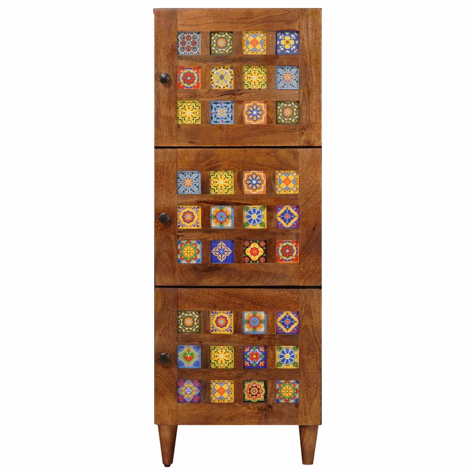 vidaXL Hoge kast Walnotenhout 40 x 33,5 x 110 cm Massief Mango Hout