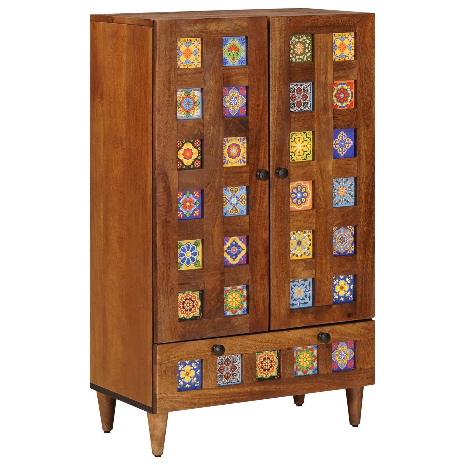 vidaXL Hoge kast Walnotenhout 60 x 33,5 x 100 cm Massief Mango Hout