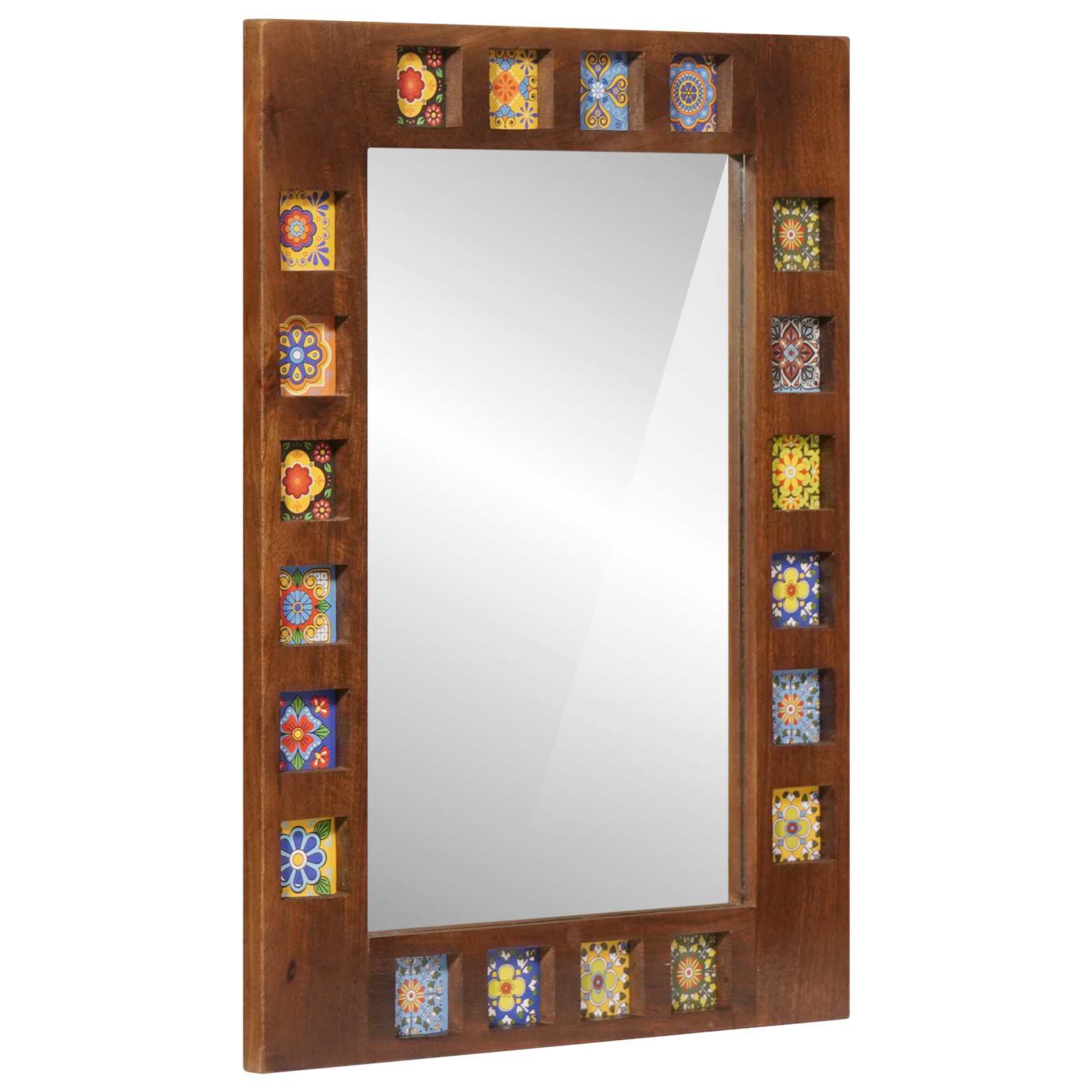 vidaXL Badkamer Spiegel Walnotenhout 50 x 70 x 3 cm Massief Mango Hout