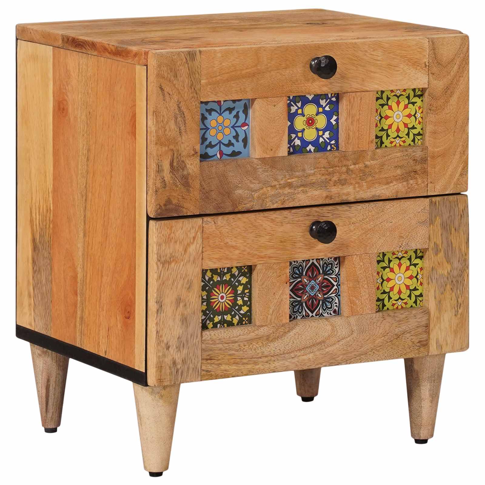 vidaXL Nachtkastje 2 pcs Bruin 40 x 33,5 x 46 cm Massief Mango Hout