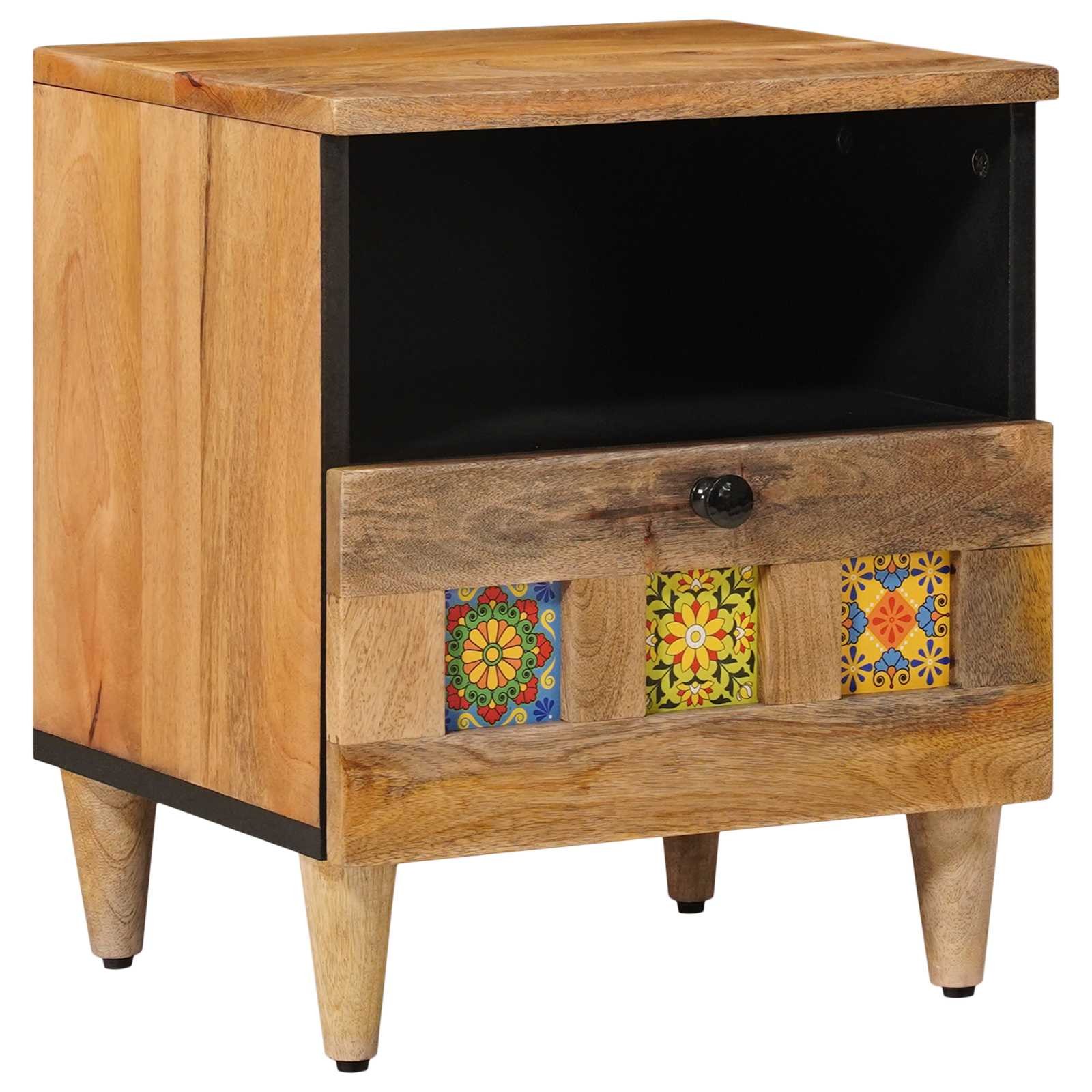 vidaXL Nachtkastje 2 pcs Bruin 40 x 33 x 46 cm Massief Mango Hout