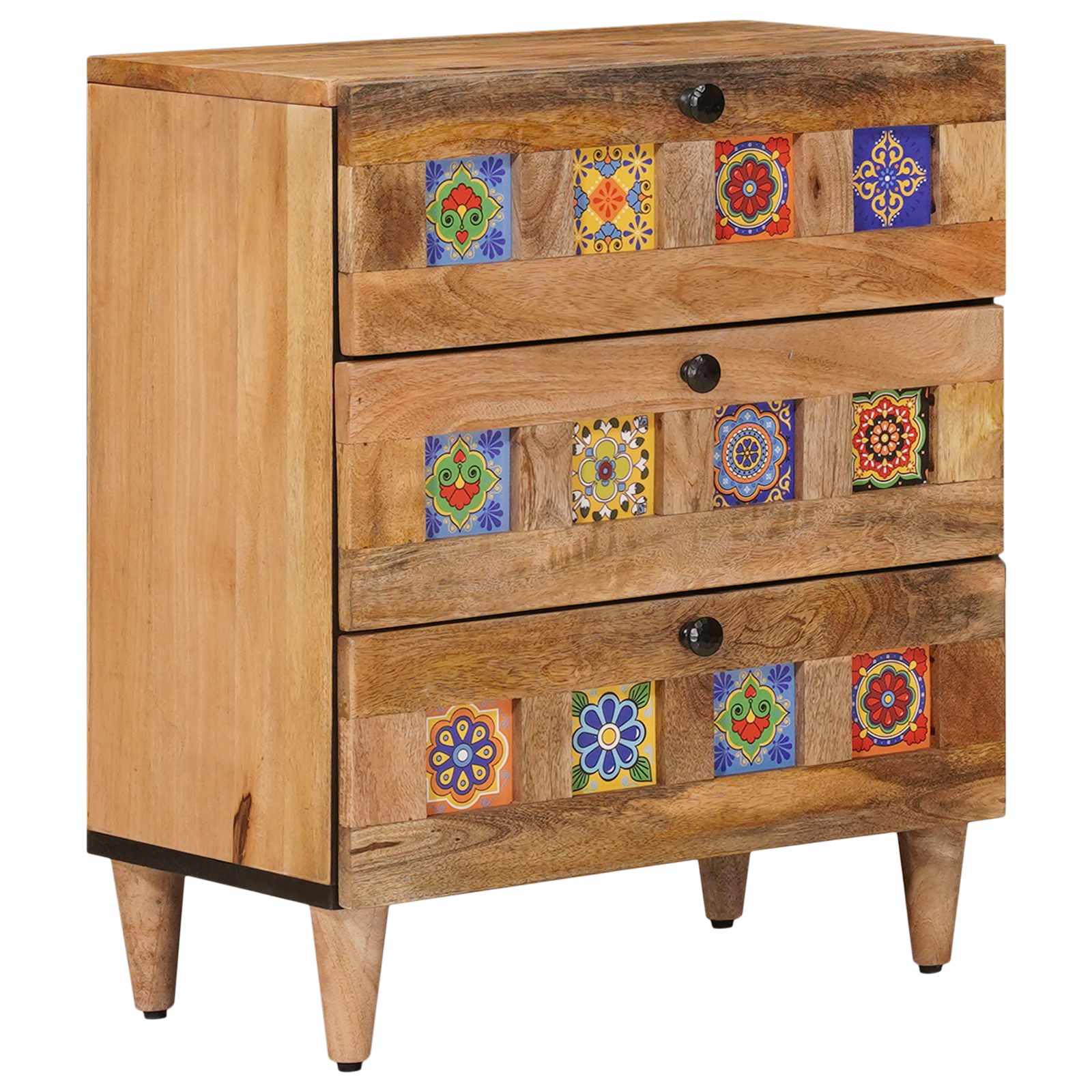 vidaXL Nachtkastje met lade Bruin 50 x 33 x 60 cm Massief Mango Hout