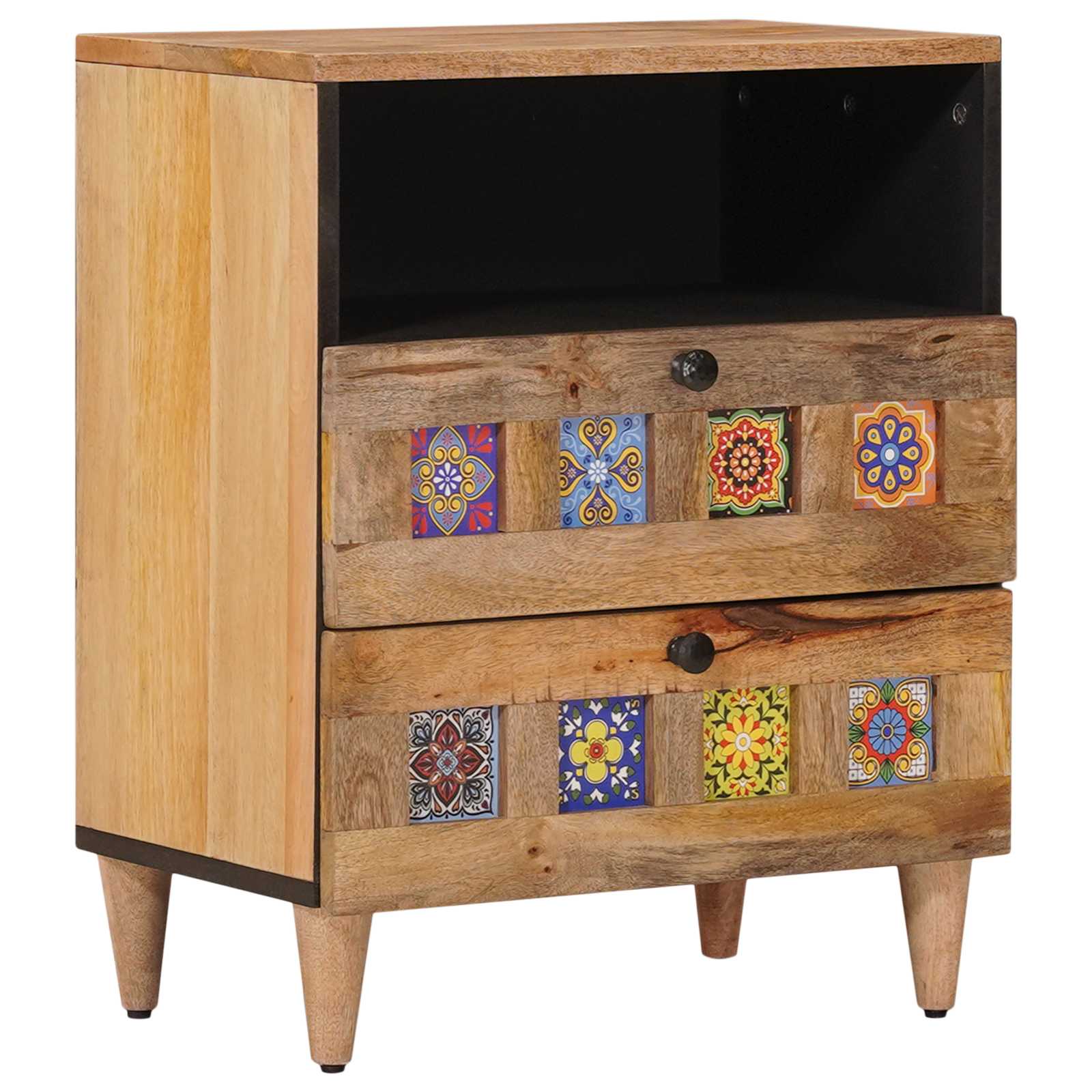 vidaXL Nachtkastje met lade Bruin 50 x 33 x 60 cm Massief Mango Hout