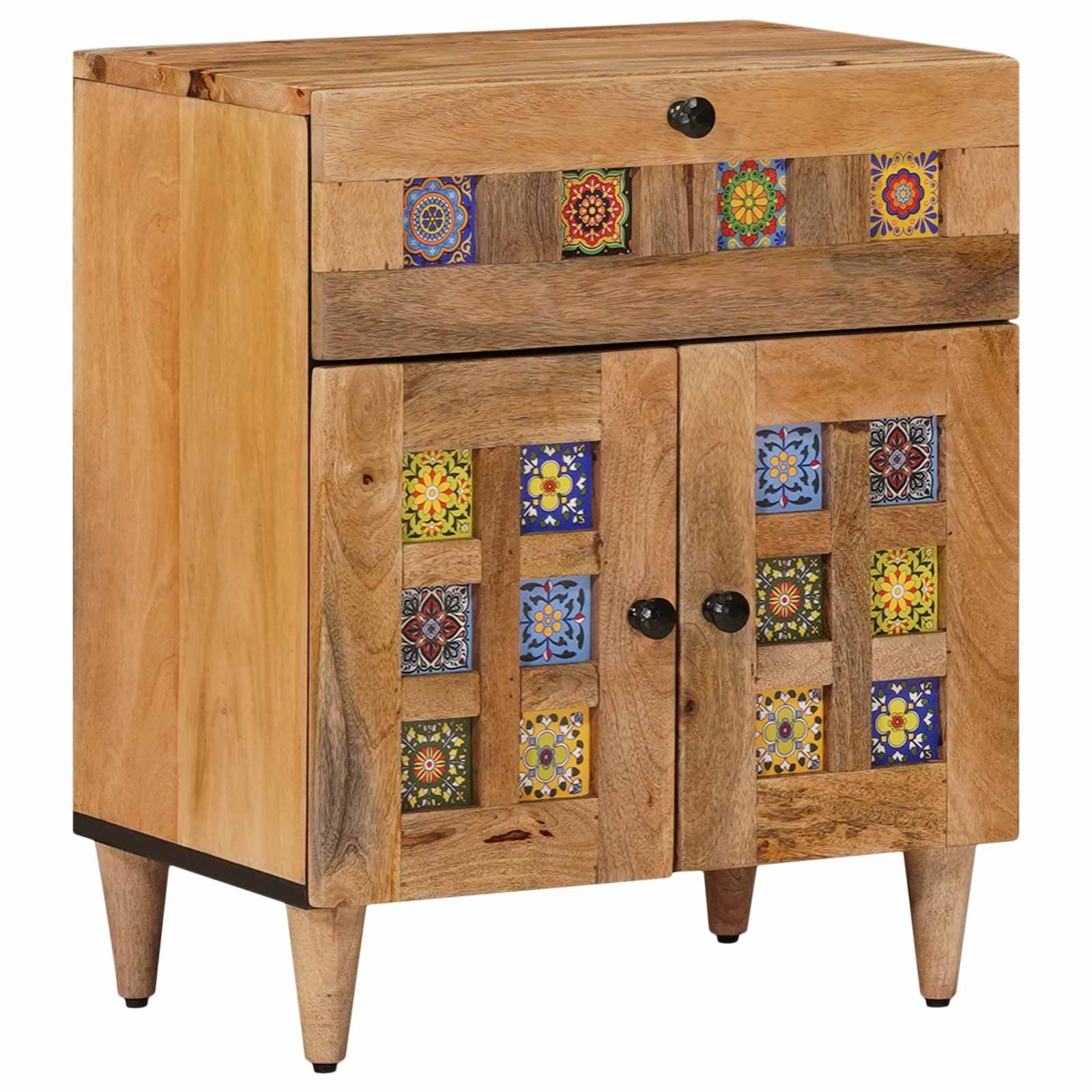vidaXL Nachtkastje met lade Bruin 50 x 33 x 60 cm Massief Mango Hout