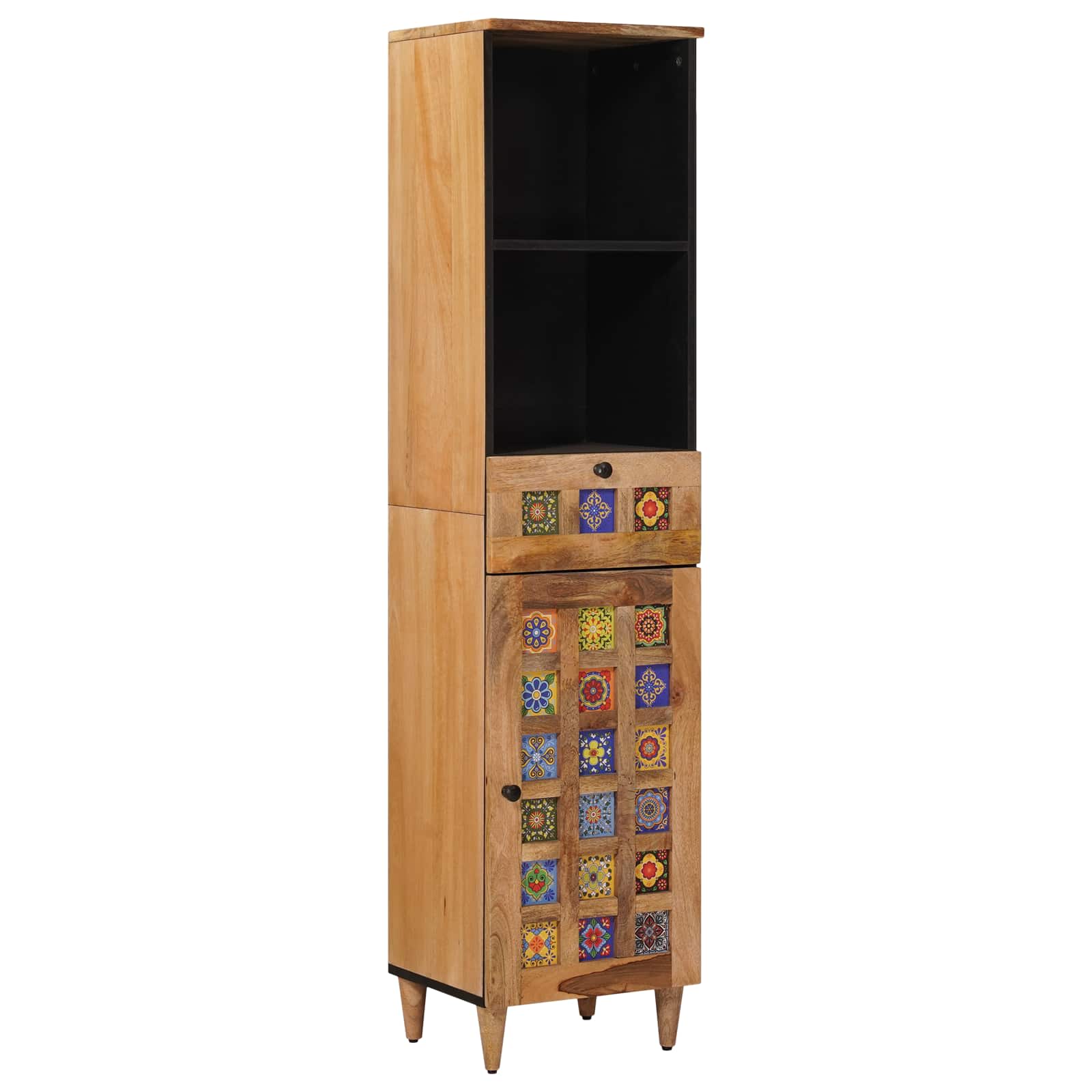 vidaXL Badkamerkast met lade met plank Walnotenhout 38 x 33,5 x 160 cm