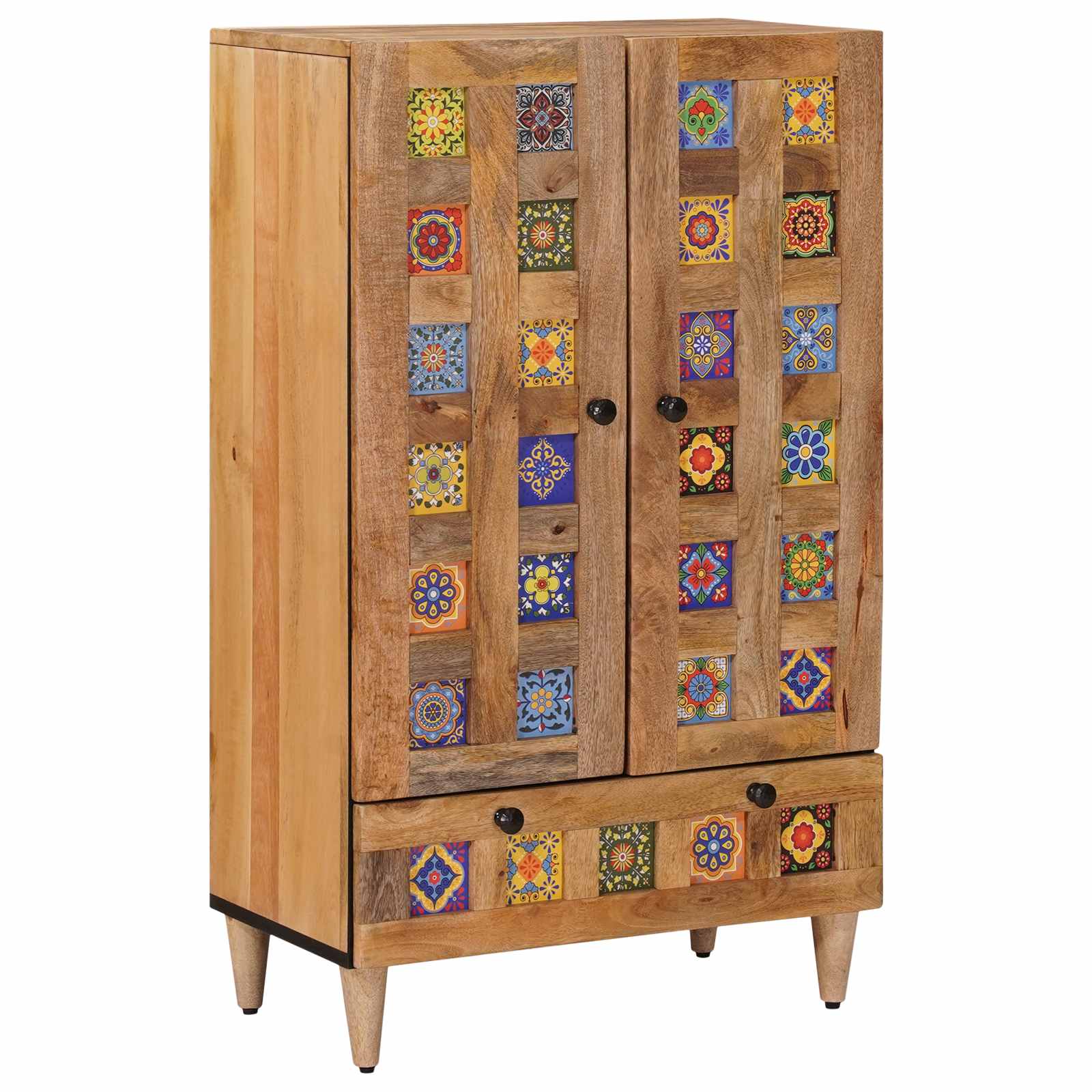 vidaXL Hoge kast Walnotenhout 60 x 33,5 x 100 cm Massief Mango Hout