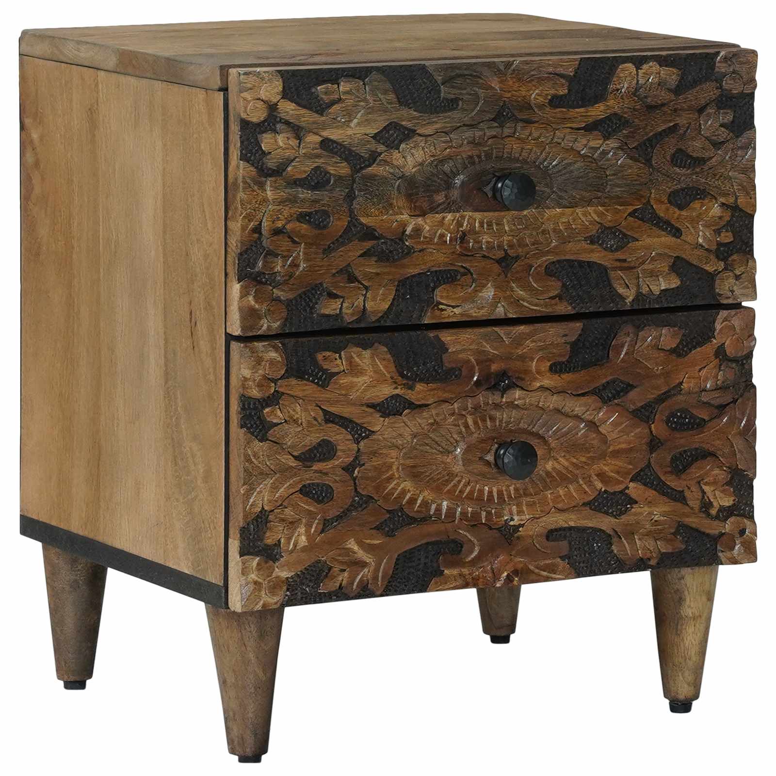 vidaXL Nachtkastje met lade Wit 40 x 33,5 x 46 cm Massief Mango Hout