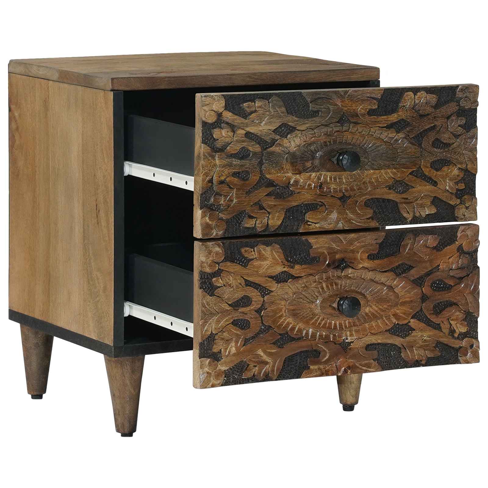 vidaXL Nachtkastje met lade Wit 40 x 33,5 x 46 cm Massief Mango Hout