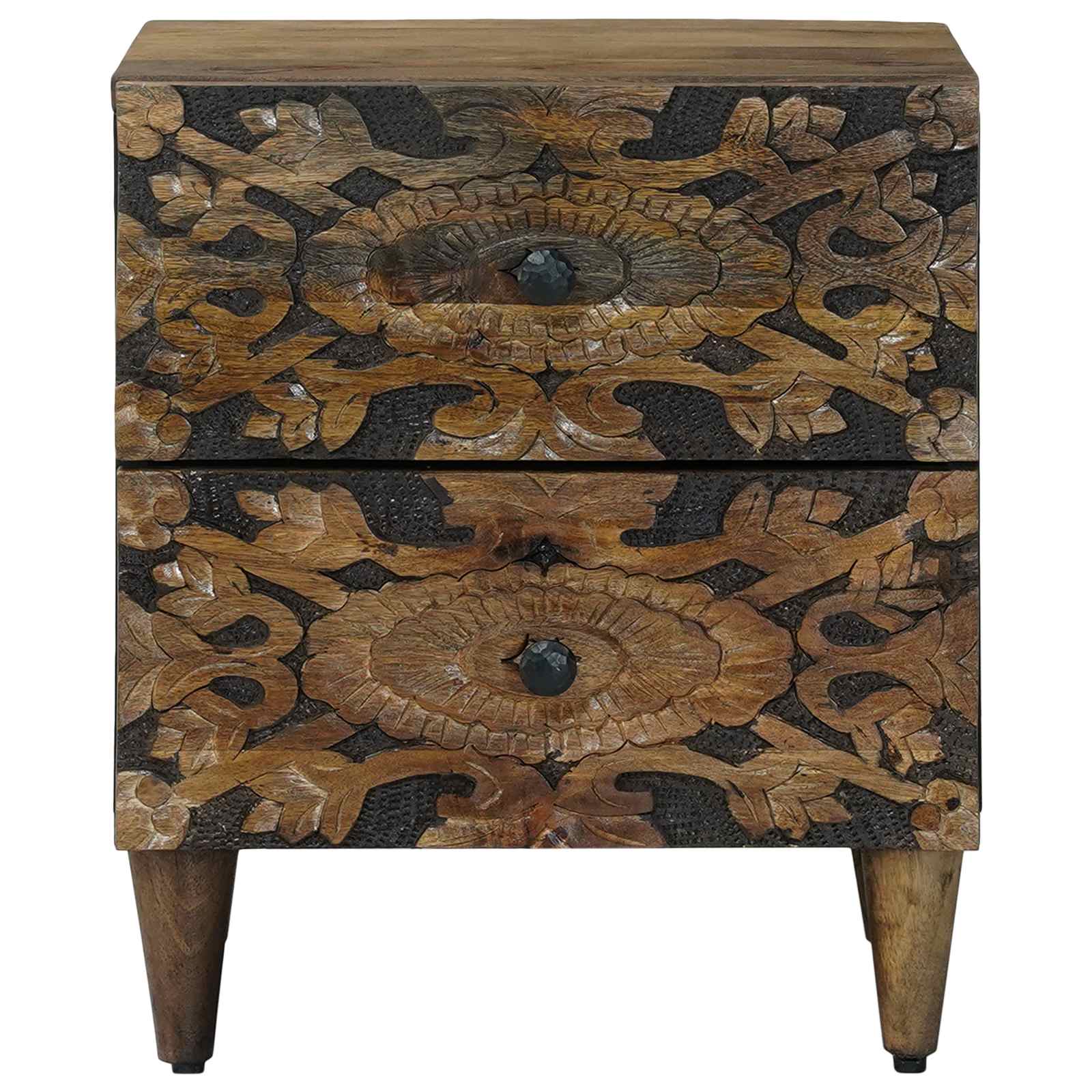 vidaXL Nachtkastje met lade Wit 40 x 33,5 x 46 cm Massief Mango Hout