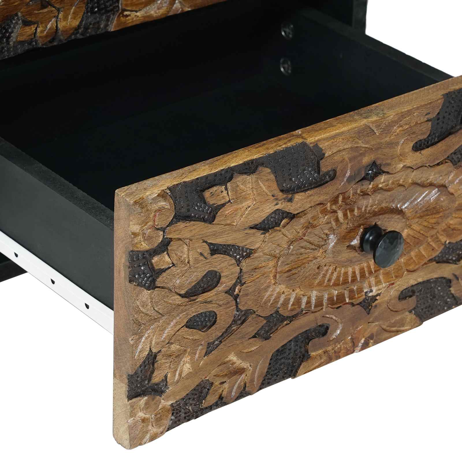 vidaXL Nachtkastje met lade Wit 40 x 33,5 x 46 cm Massief Mango Hout