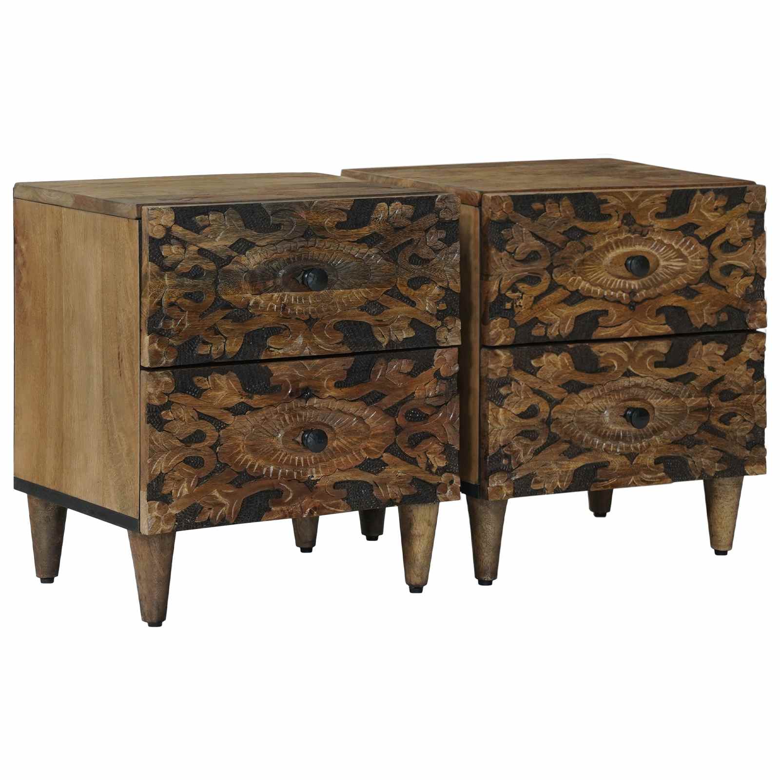 vidaXL Nachtkastje met lade Wit 40 x 33,5 x 46 cm Massief Mango Hout