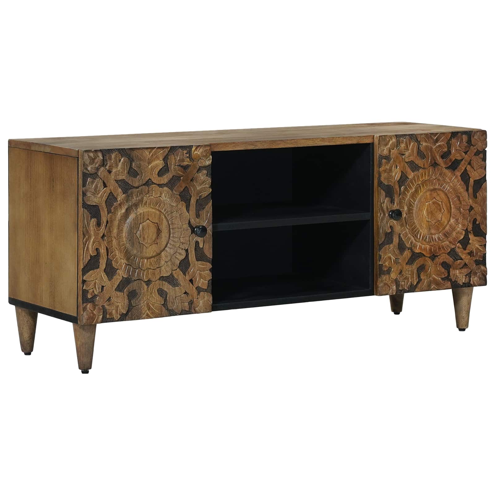 vidaXL TV-kast met opslag Wit 105 x 33,5 x 46 cm Massief Mango Hout